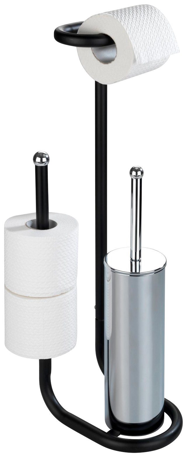 WENKO WC-Garnitur Universalo, (1-tlg), integrierter Toilettenpapierhalter  und WC-Bürstenhalter, Inkl. hygienischer WC-Bürste mit auswechselbarem  Bürstenkopf
