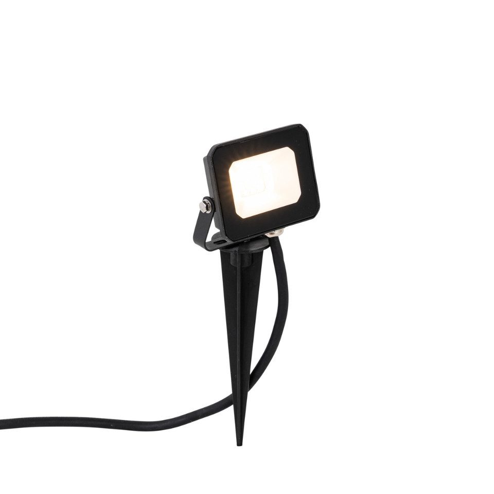 Qazqa Gartenstrahler Levana, LED fest integriert, Extra-Warmweiß, QAZQA Garten Erdspieß­leuchte, integrated, Schwarz, Aluminium, Modern