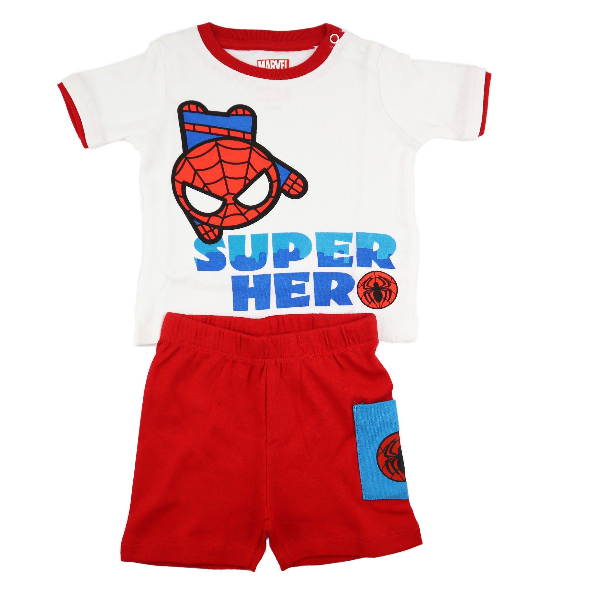 Sommer Gr. Shorts Set bis und Weiß 68 Shirt T-Shirt MARVEL Spiderman 92 Baby