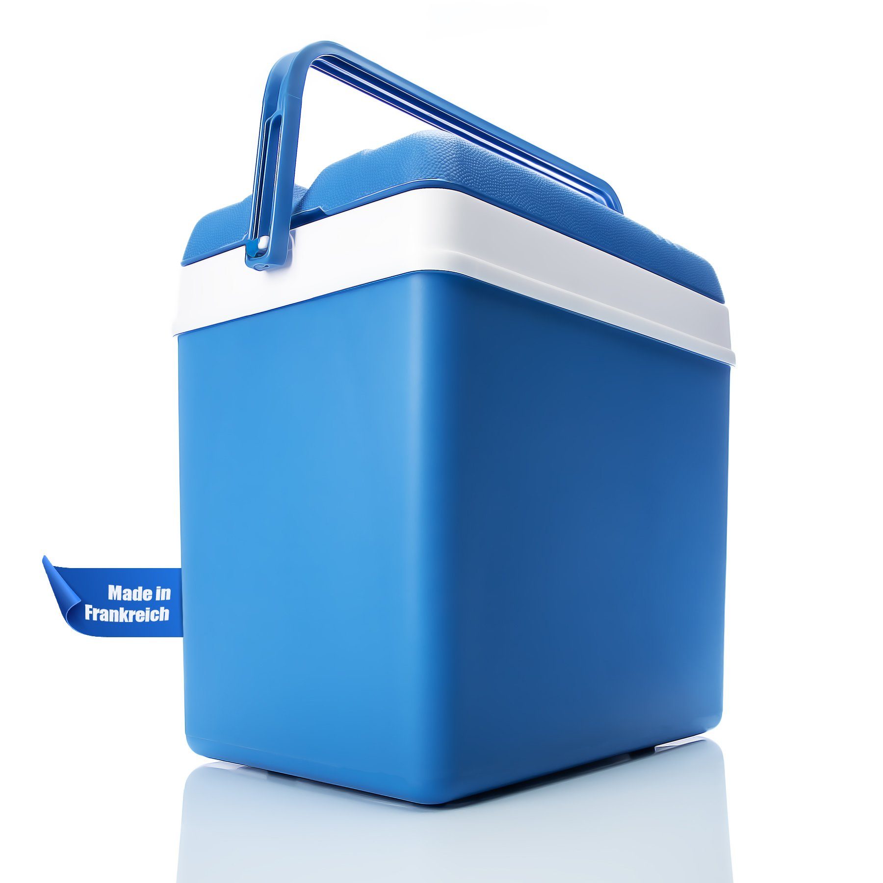 BigDean Thermobehälter Kühlbox 24 Liter blau/weiß - Isolierbox mit bis zu 11 Std. Kühlung, Kunststoff, (Packung, 1-tlg., Kühlbox), bis zu 14h kalt
