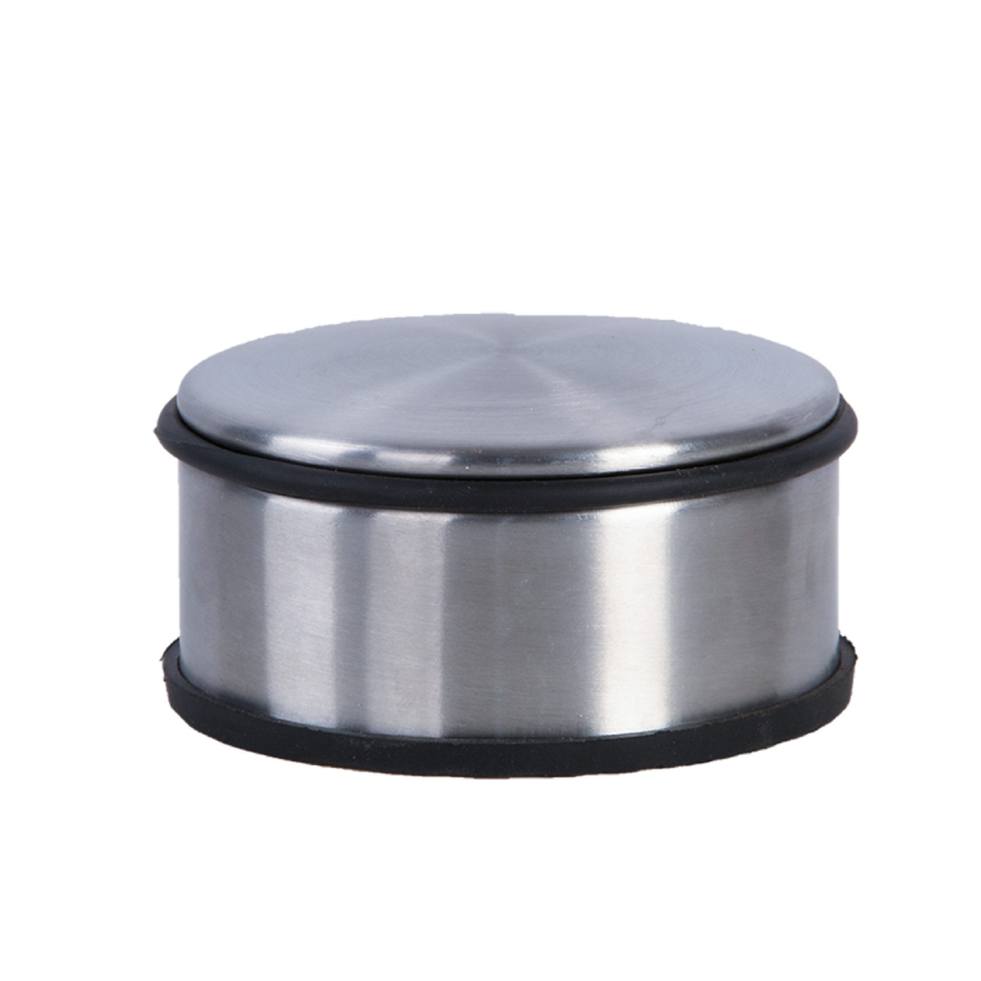esschert design Türstopper Tür Stopper Puffer Edelstahl silber schwarz rund Gummi Stopp Werk (1 Türstopper)