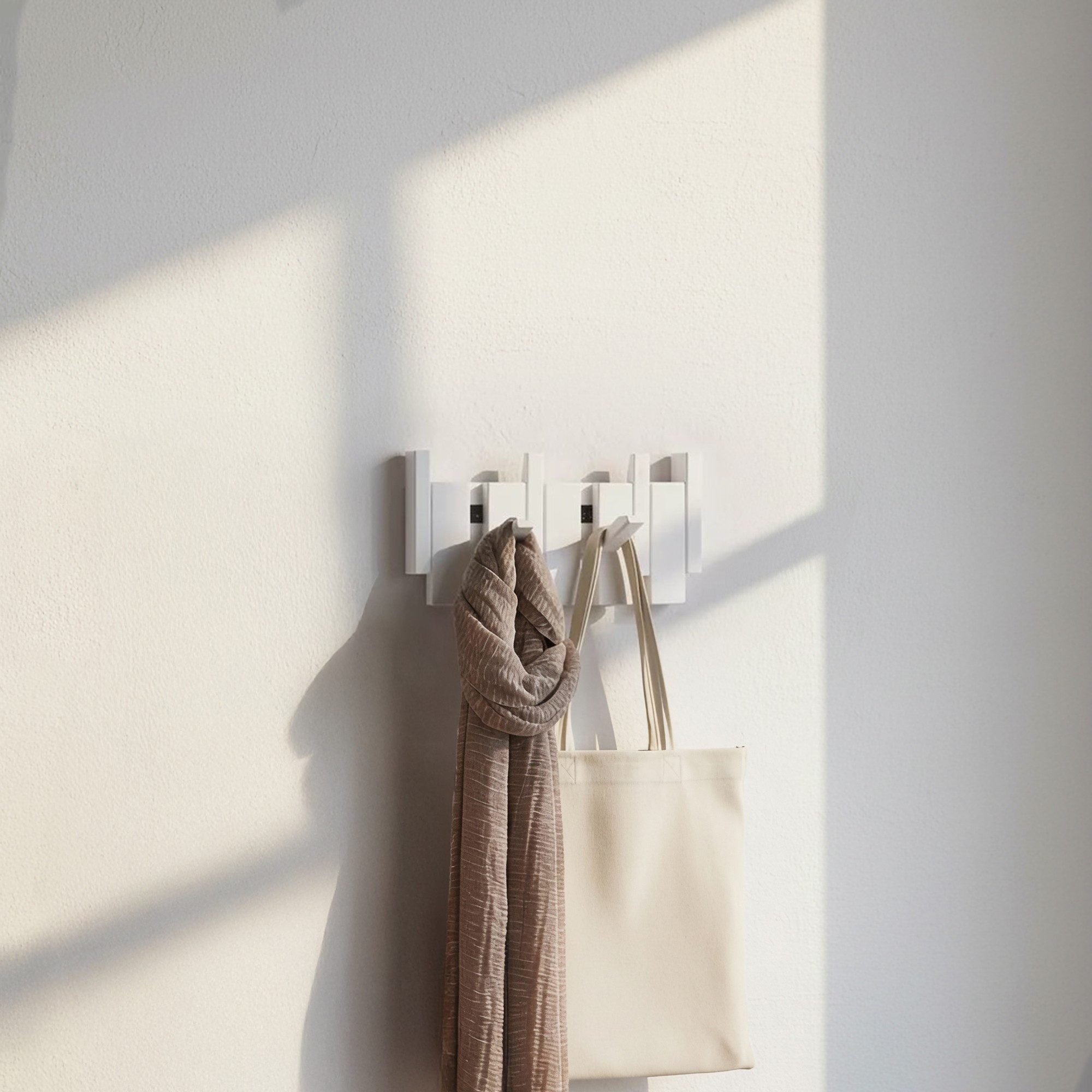 HOME DELUXE Garderobenleiste PORTE - 32cm/56 cm/ 80cm - wählbar, 4 Haken, bewegliche Haken, Garderobe aus Holz