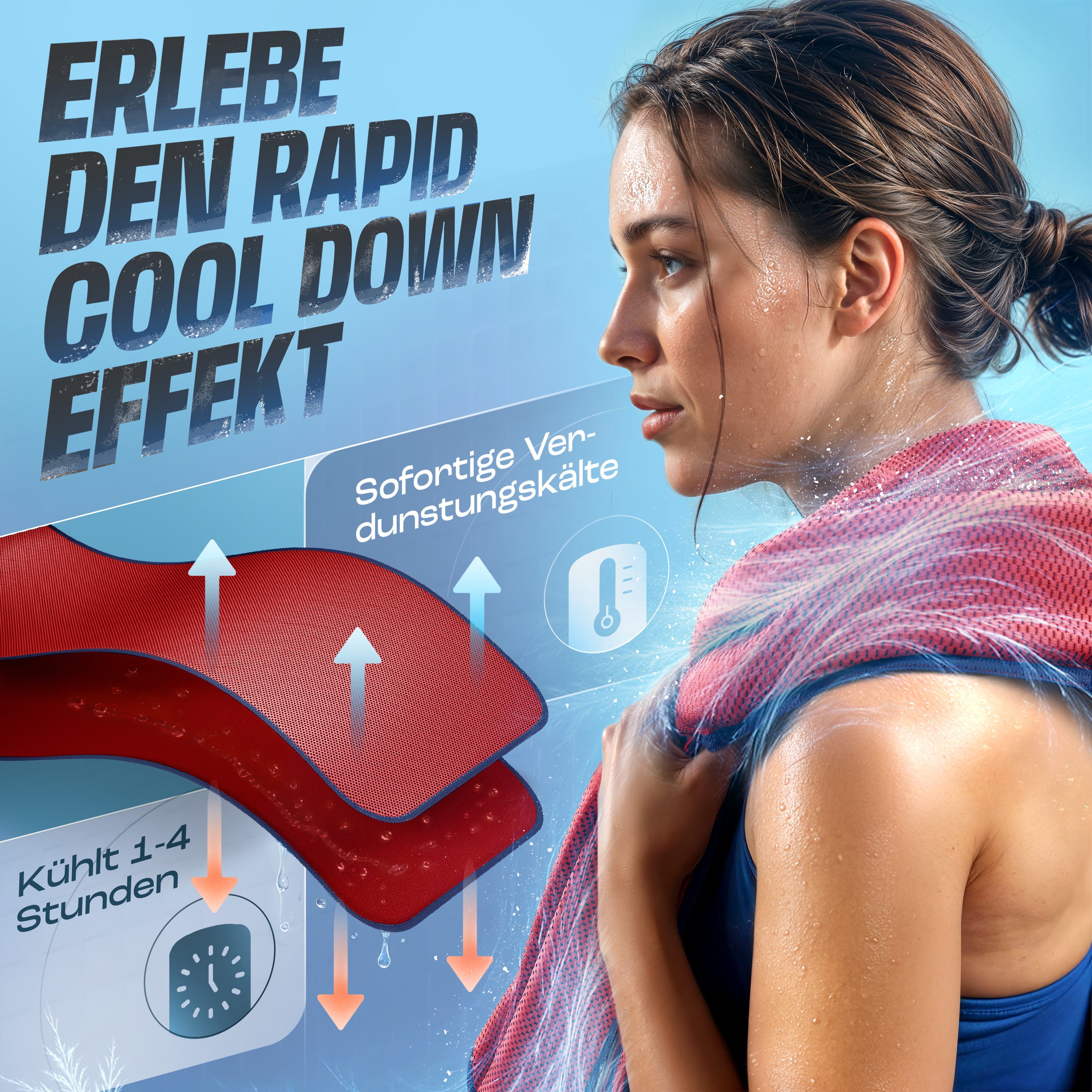 NirvanaShape Handtücher Kühl-Tuch eiskalt mit sofortiger Kühlwirkung kühlendes Handtuch, sofortiger Kühlwirkung, ultraleicht, Ideal für Sport & Freizeit