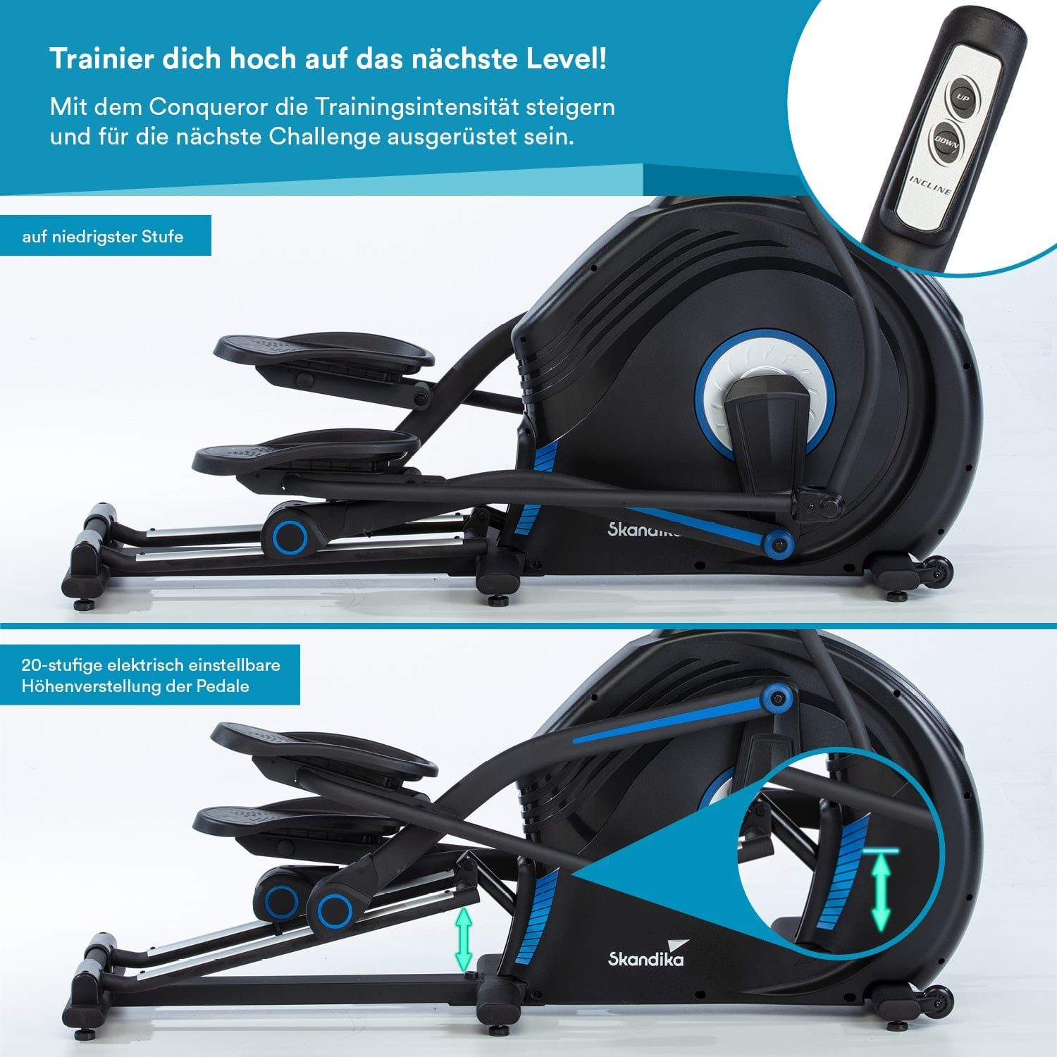 Skandika Crosstrainer CardioCross Carbon Conqueror, Premium Schwungmasse 25kg Ellipsentrainer