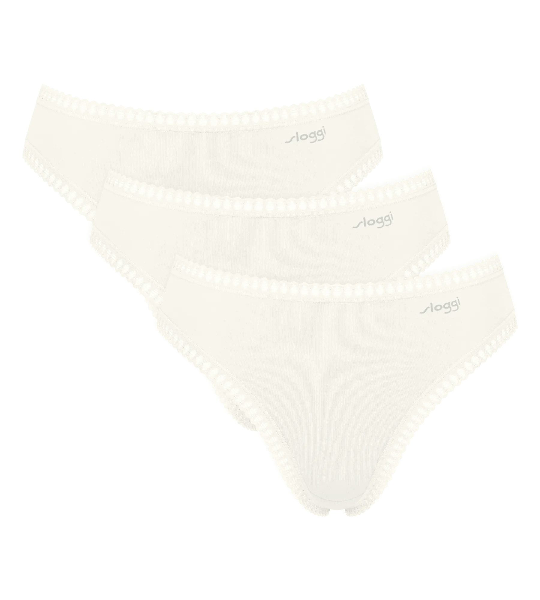 sloggi Slip GO Crush (3er Pack) mit Spitzendetails, Multipack, hoher Beinausschnitt
