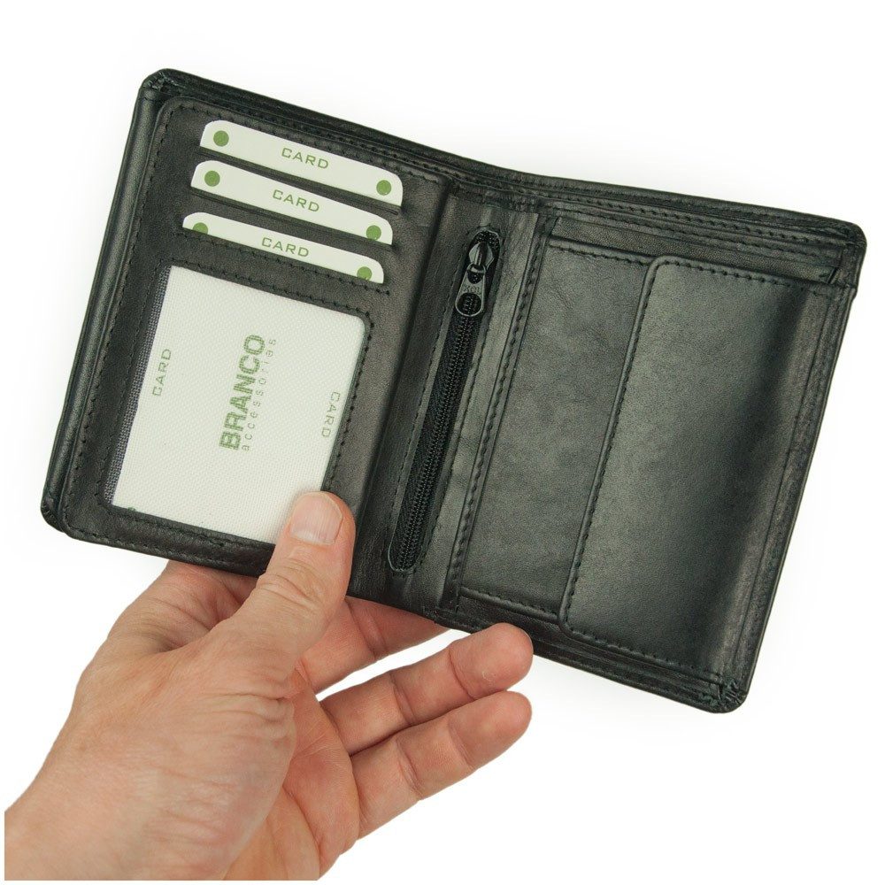 BRANCO Geldbörse Große Herren-Geldbörse / Portemonnaie, Leder, Schwarz, Branco 12005