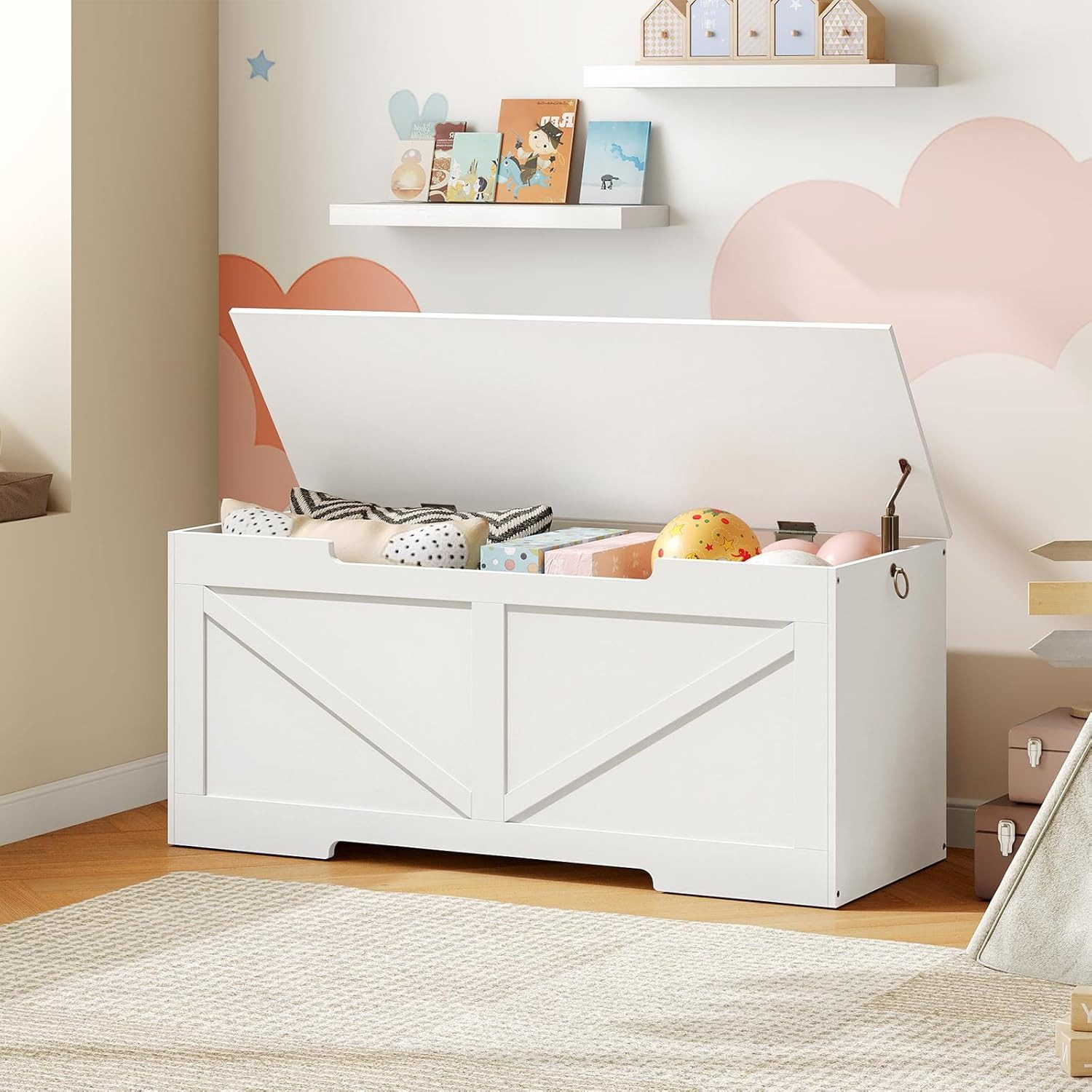 Hoobro Sitzbank mit Stauraum 110 cm (Truhenbank mit Klappdeckel & 2 Seiteng günstig online kaufen