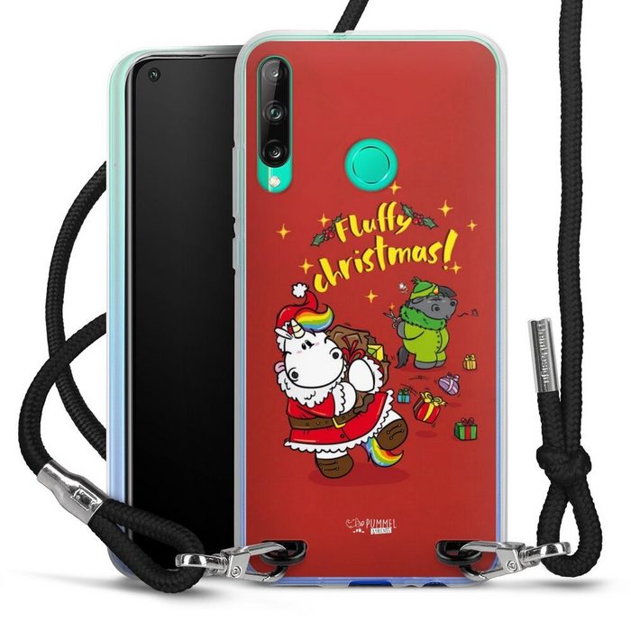 DeinDesign Handyhülle Pummeleinhorn Fluffy Christmas Red Huawei P40 Lite E Handykette Hülle mit Band Case zum Umhängen
