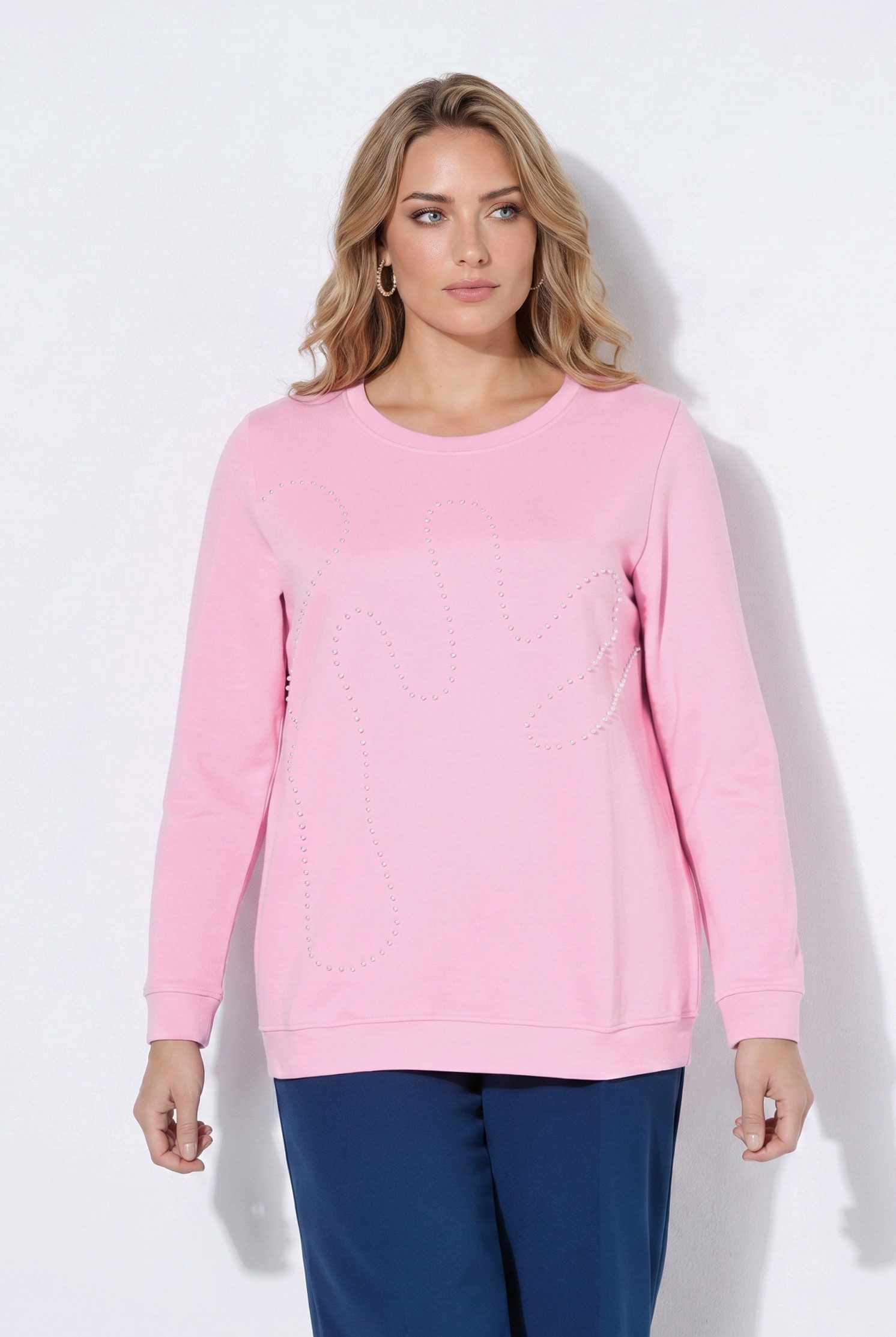 MIAMODA Sweatshirt Sweatshirt Komfort Fit Zierperlen