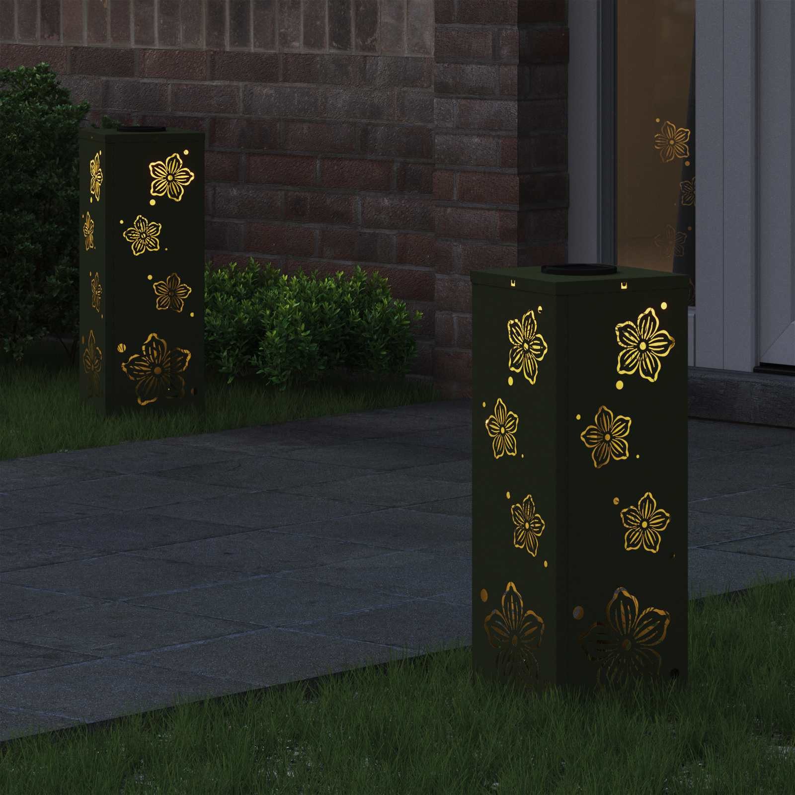 vidaXL Gartenleuchte 18 x 18 x 50 cm Gartenlampe Solarlampe LED-Gartenleuchte Wegelampe gr