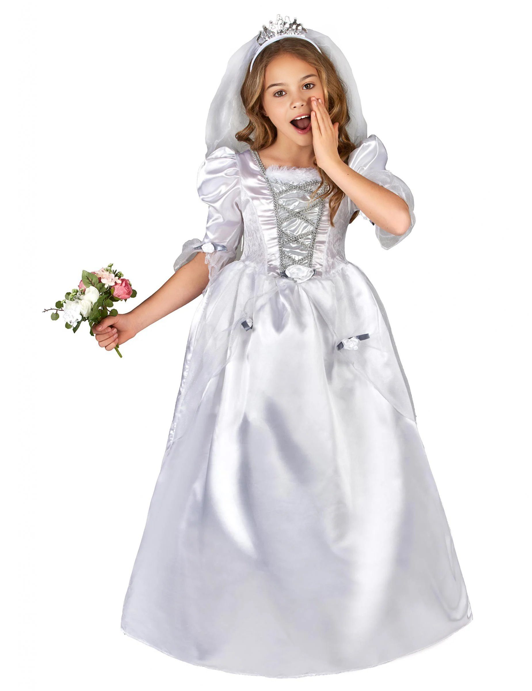 JADEO Prinzessin-Kostüm Süße Braut Kinderkostüm weiss