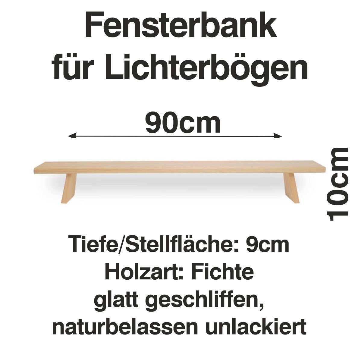 Schenk Holzkunst cm Erhöhung Lichterbogen Schwibbogen-Fensterbank Fenst Schwibbogen 90 Bank