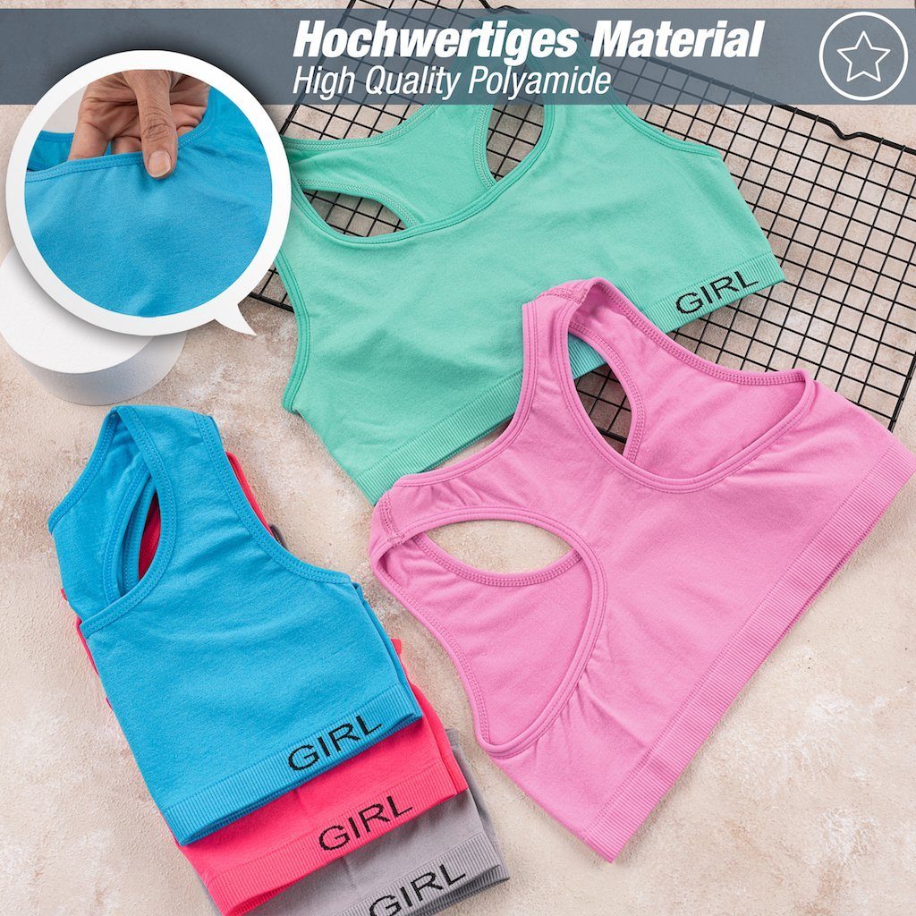 LOREZA Bustier 5er Set Mädchen Bustier - Nahtlos Mikrofaser - Bunt (Set, 5-tlg., 5er-Pack)