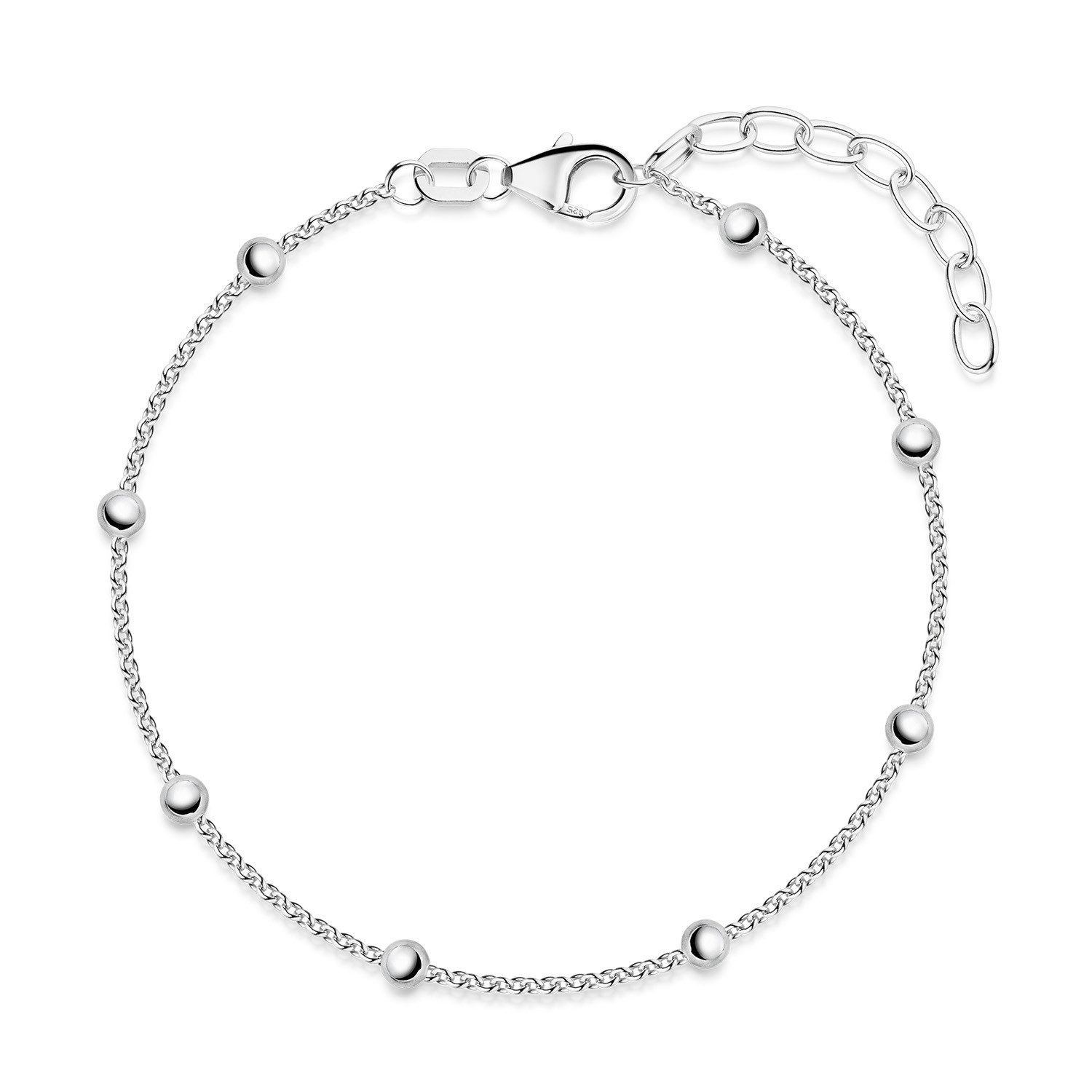 Materia Armband Kugelarmband 925 Silber SA-88-Silber, 925 Sterling Silber, größenverstellbar