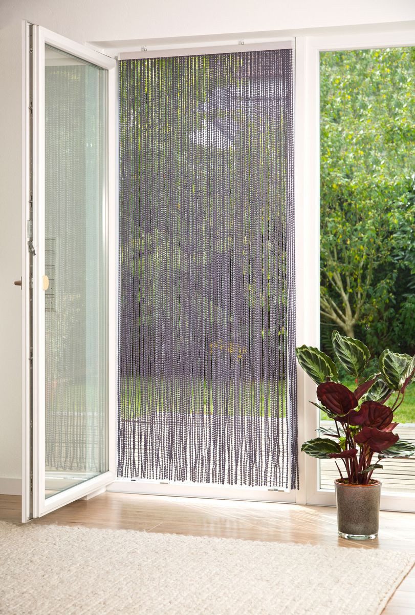 CONACORD Perlenvorhang Decona Bead Perlenvorhang grau, Ösen, halbtransparent, 90 x 200 cm, Polyester - blickdicht dank hoher Stranganzahl