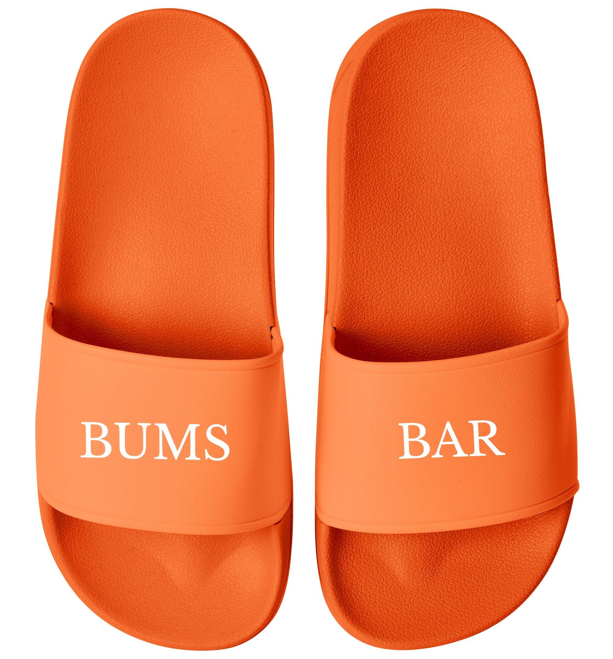 MoonWorks Badelatschen Herren mit Spruch BUMS BAR –Gadget Malle, Festival JGA – Badesandale