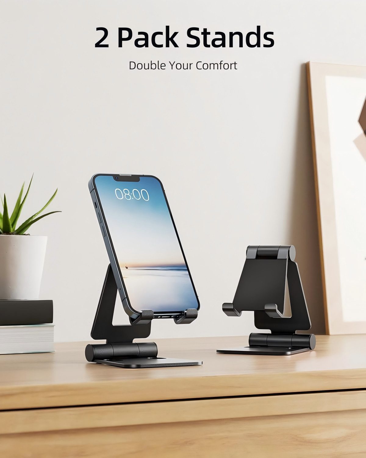 Refined Living Smartphone-Halterung 2 Stück Handy Ständer Faltbar & Verstellbar, Handy Halterung Tisch, (bis 8 Zoll, Handyhalter universal, Smartphone Halter, H – Bild 2 von 5