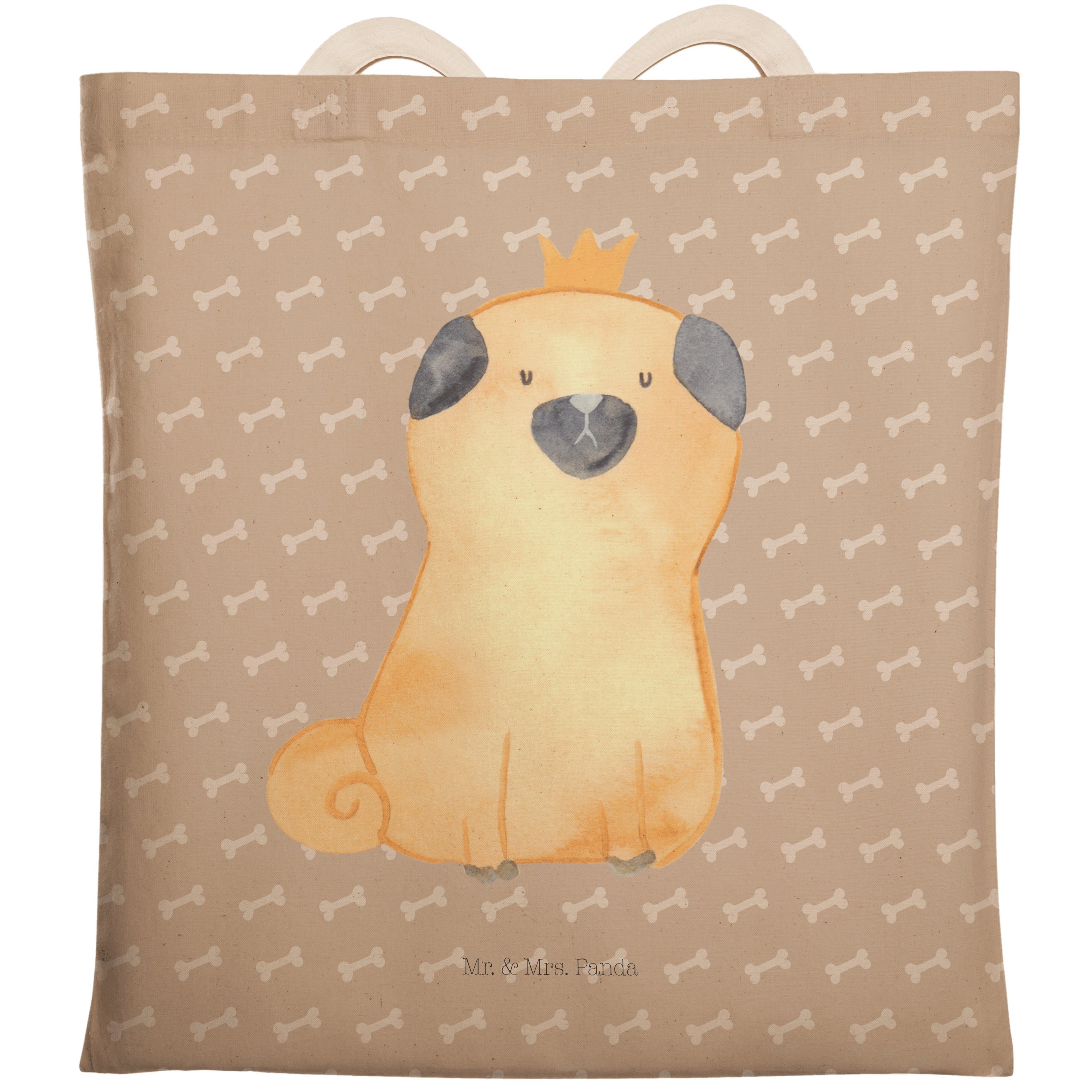 Mrs. Panda Baumwolltasche, - Hundeglück & - Tragetasche Hundeliebe, Krone Mops Shopp Geschenk, Mr. (1-tlg)