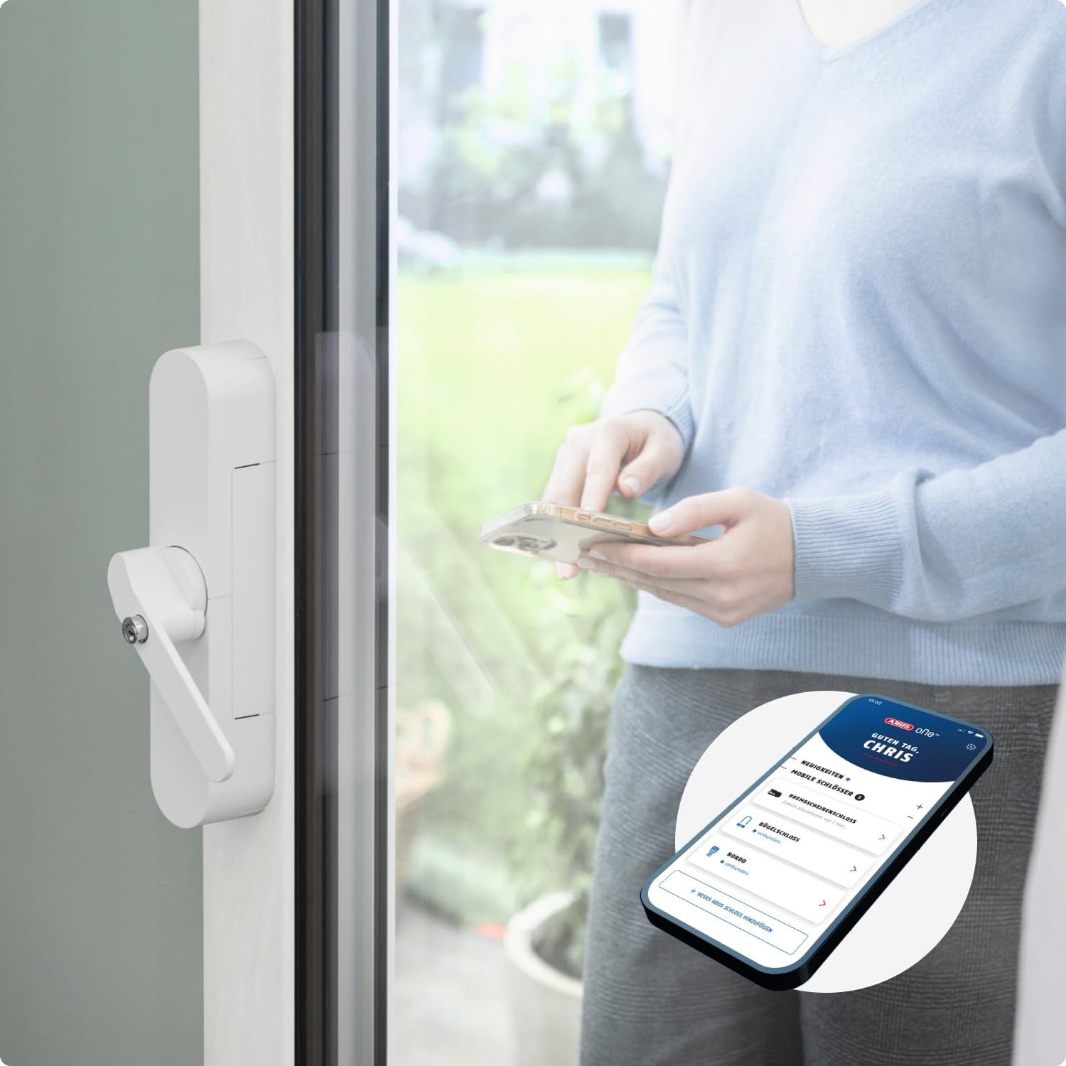 ABUS Alarmfenstergriff WINTECTO™ One - Smarter Fensterantrieb FCA4100 gl. AL0125, Weiß, gleichschließend AL0125, Alarmfunktion, einfache Montage ohne Bohren, fü – Bild 5 von 5