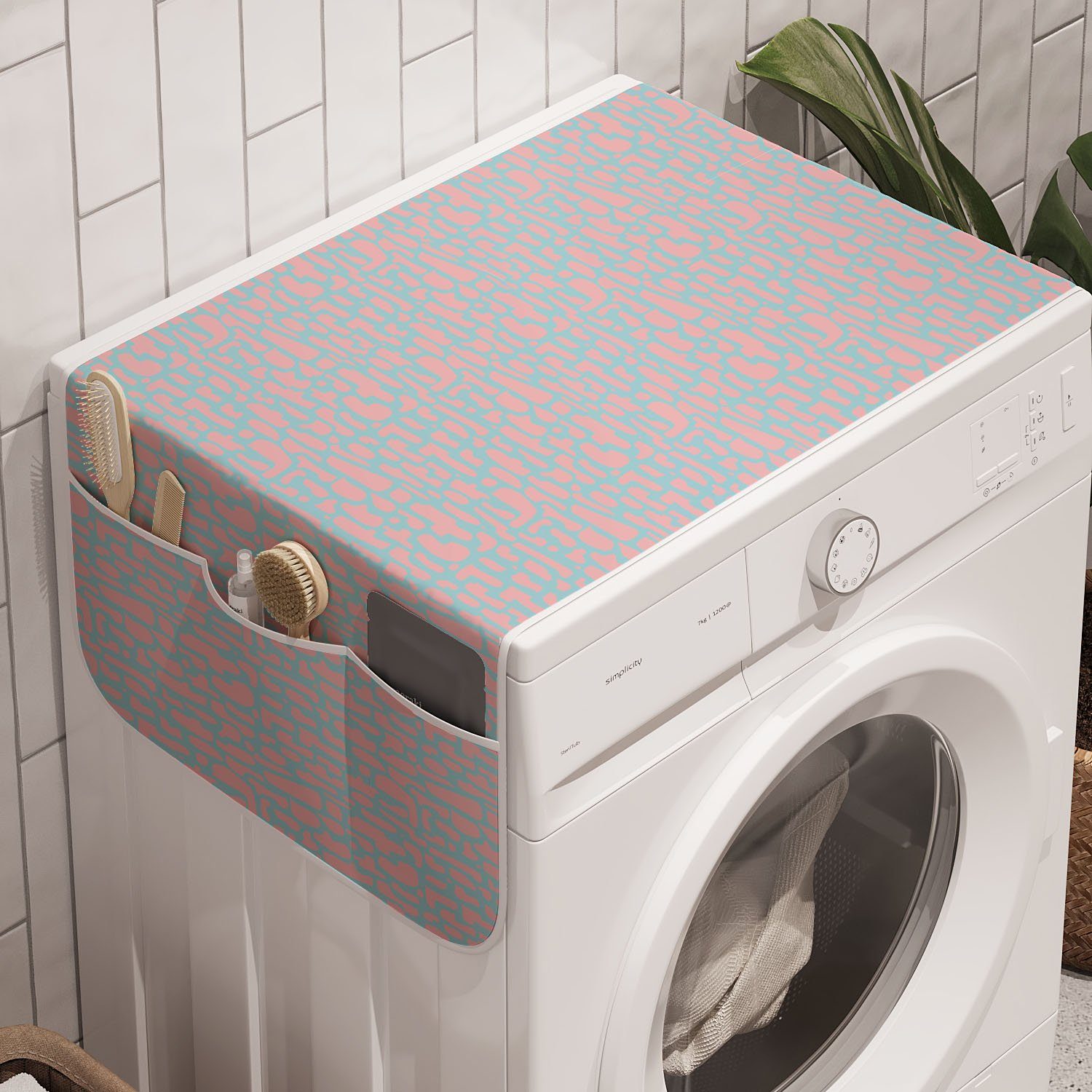 Rectangles deformierter Pink Abakuhaus Anti-Rutsch-Stoffabdeckung Und Trockner, für Blau Waschmaschine Badorganizer und