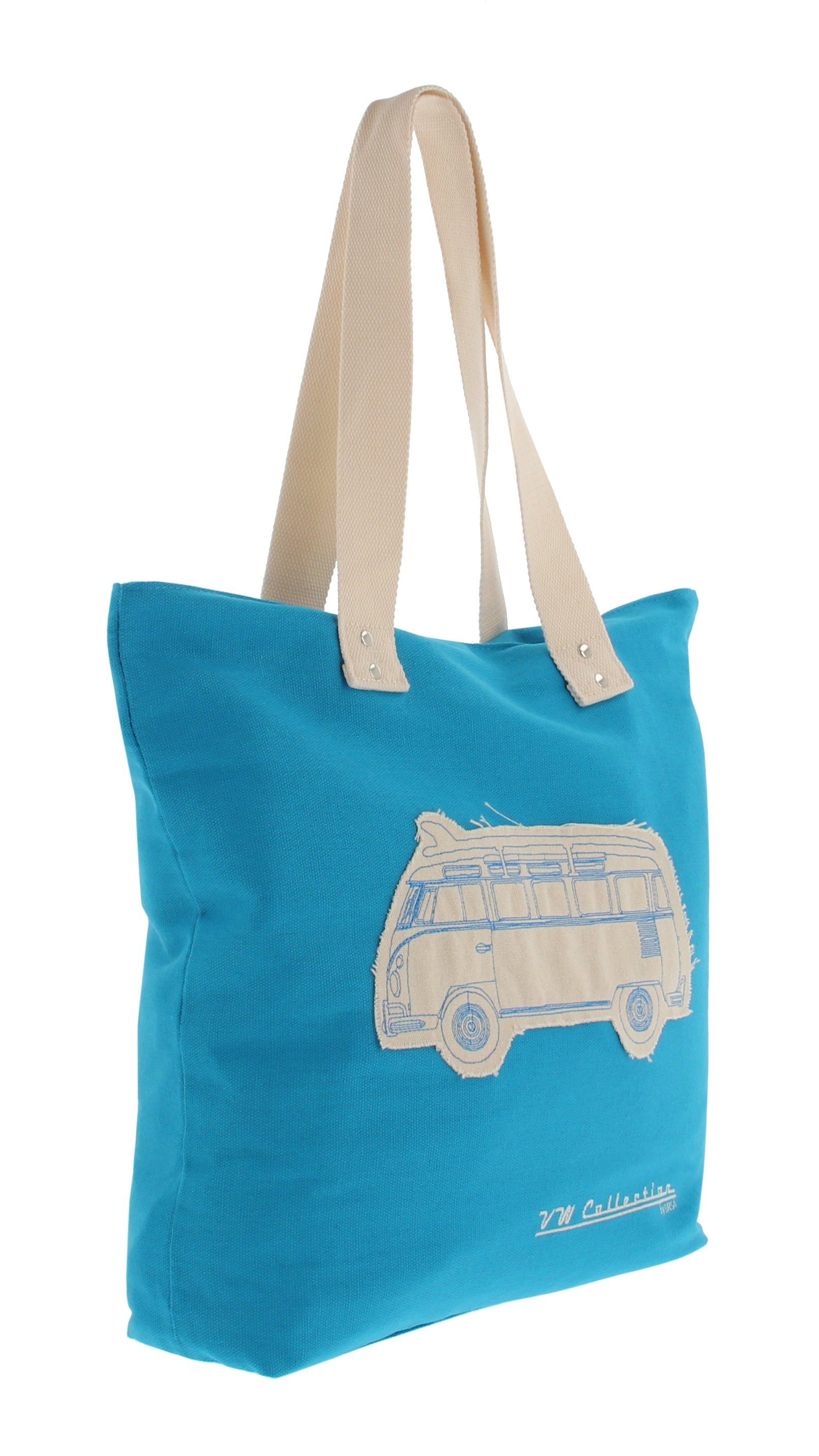 Motive Canvas-Einkaufs-Tüte-Strand-Tasche, by Collection Bus Blau Wiederverwendbare BRISA T1 mit Bulli 17 VW l, Türkis Silhouette in Einkaufsshopper Volkswagen