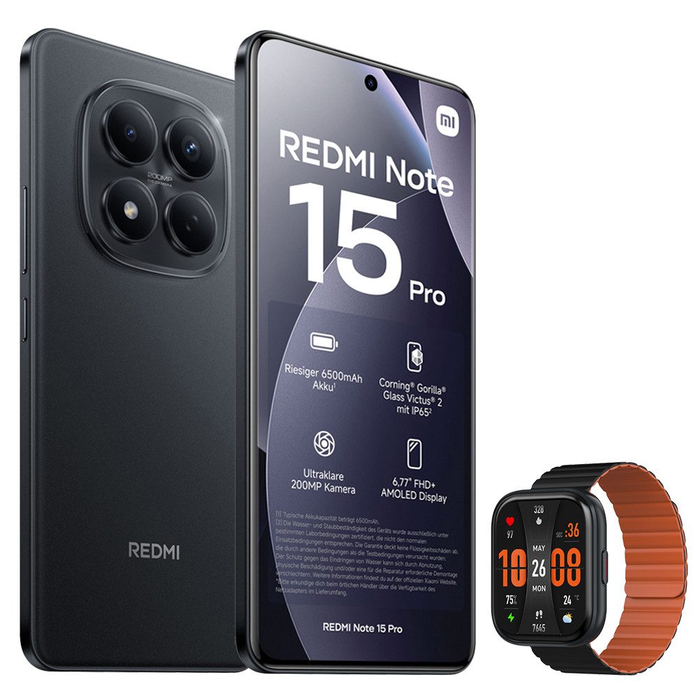 Xiaomi Redmi Note 15 Pro 4G 12+512GB Smartphone & Smartwatch Handy (200 MP Kamera)