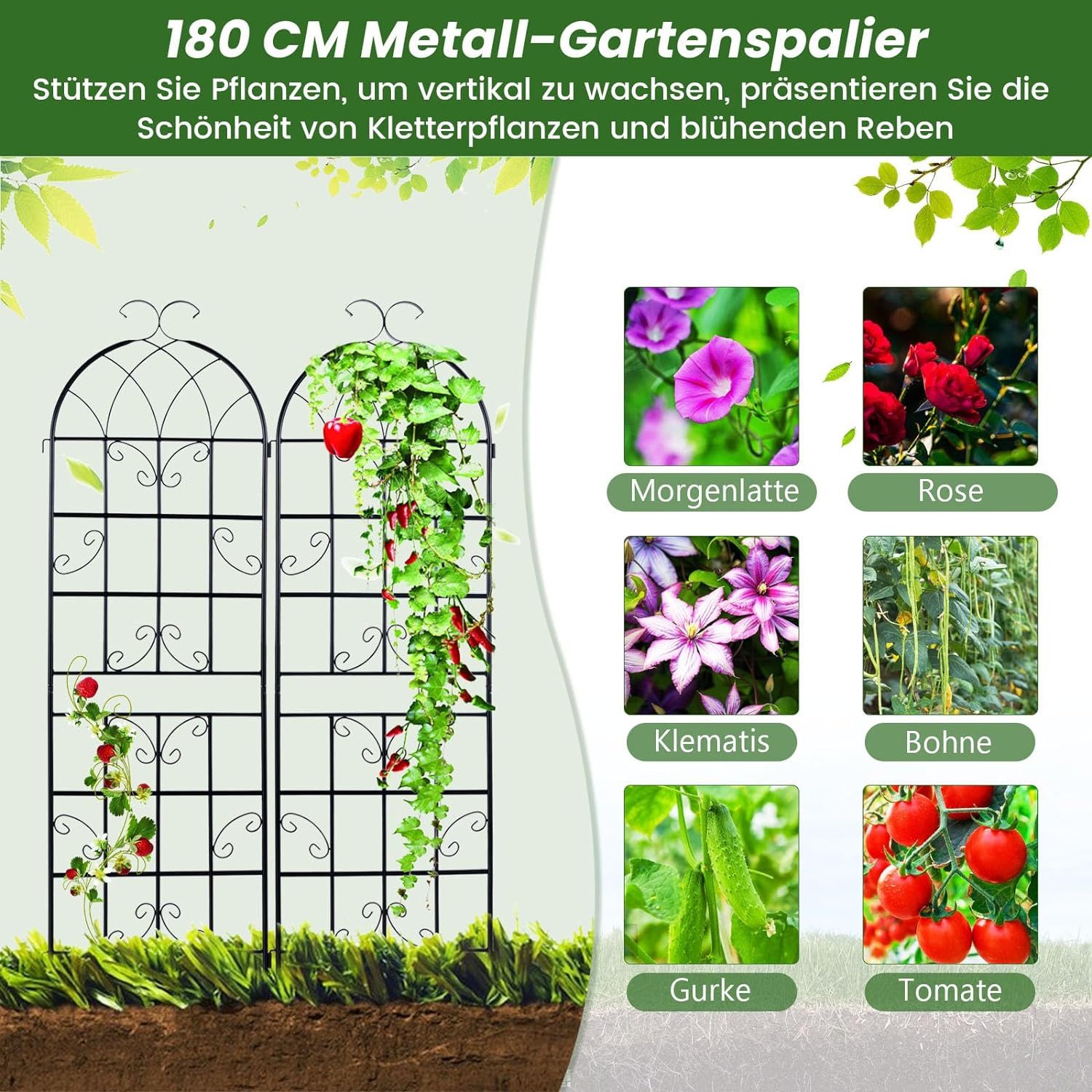 KOMFOTTEU Gartenzaun, (Set, 2-St), Rankgitter Metall günstig online kaufen