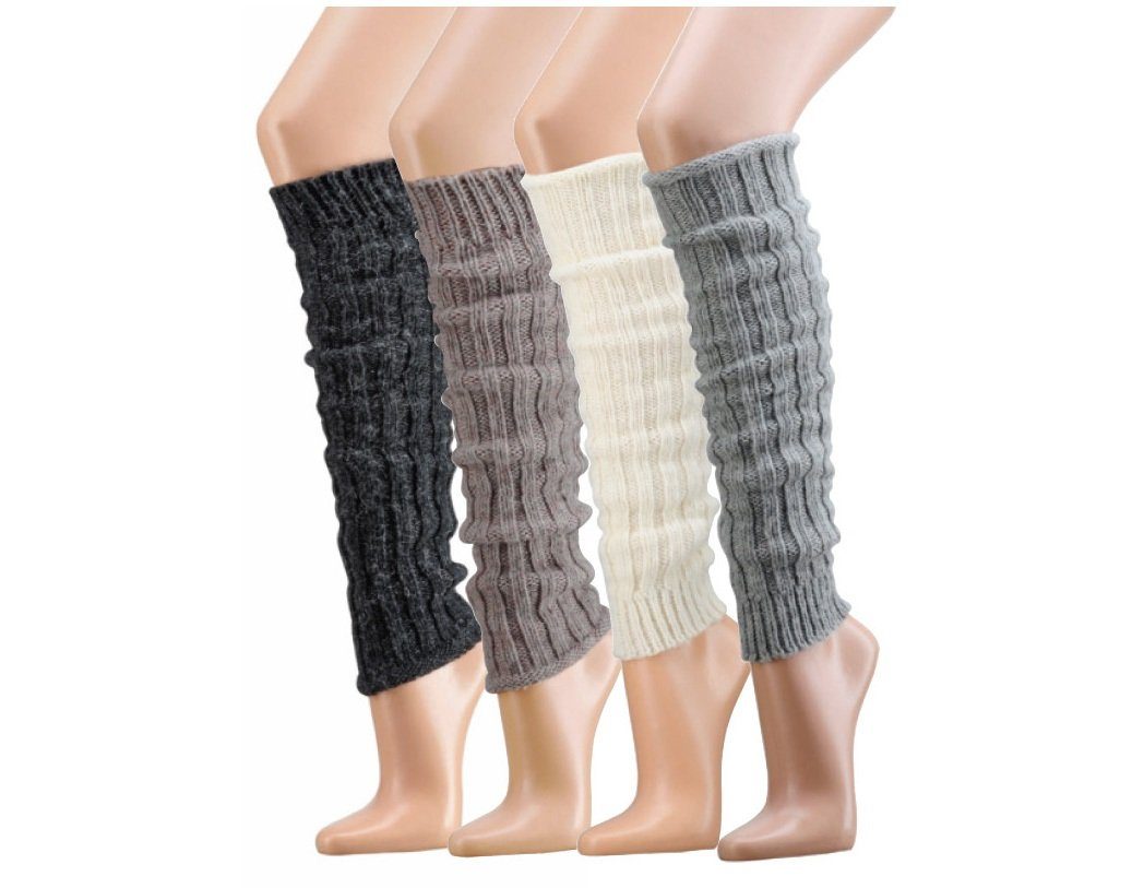 Wowerat Socken Grobstrick Stulpen mit Wolle Alpaka Universalgröße grau Legwamer Schaf Beinwärmer