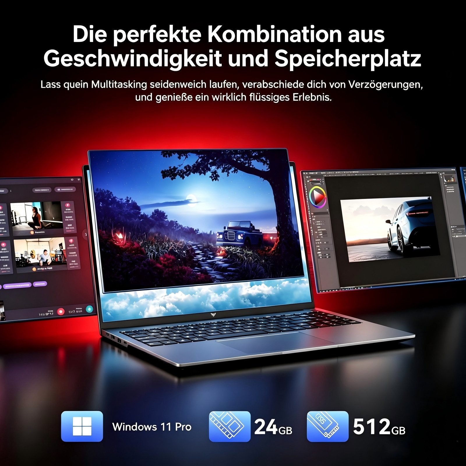 ACEMAGIC 16 Zoll Laptop, 24GB DDR5 RAM 512GB SSD, AMD Ryzen 7, Windows 11, WiFi 6 Notebook (AMD AMD Ryzen 7 H255 Ryzen™ 7 H255, AMD Radeon™ 780M, 24 GB, 512 GB SSD, Beleuchtete Tastatur, bis zu 4,9GHz,180° klappbar,Windows 11 pro)