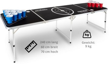Stagecaptain Spieltisch Beer Pong Tisch “Basic” - Bierpongtisch - Klapptisch aus Alu, (Inkl. 90 Becher und 6 Bälle, 3-tlg), Schnell aufgebaut und kompakt beim Transport
