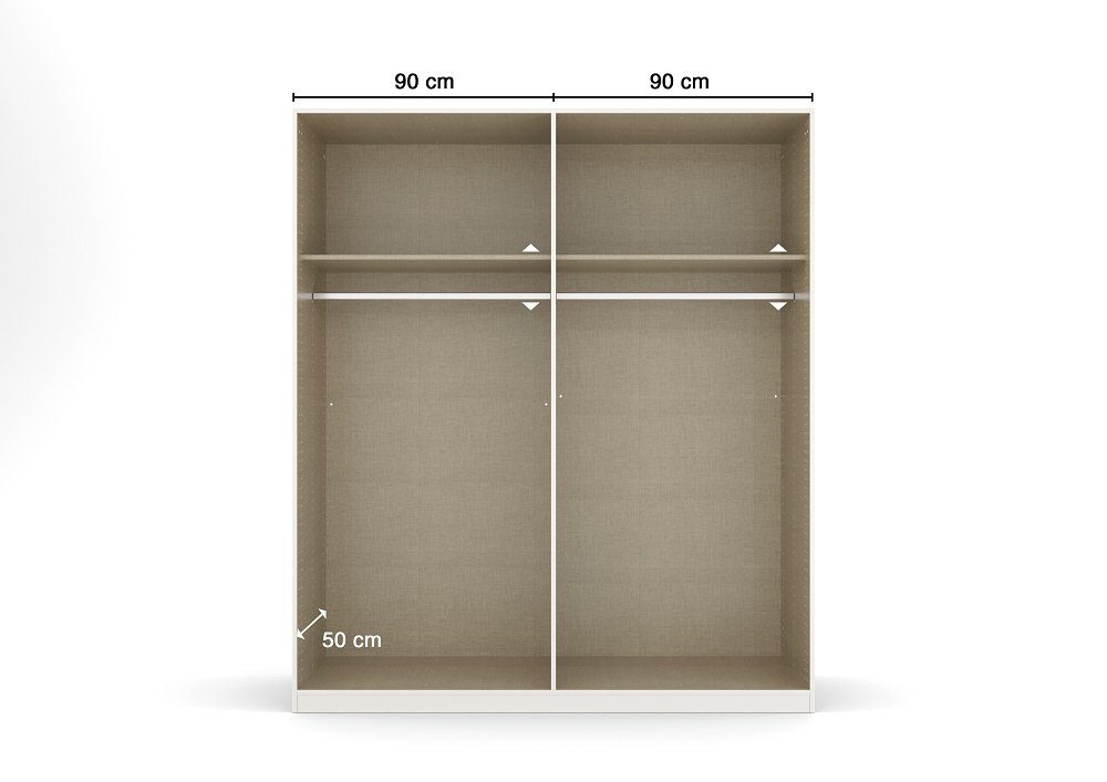 Rauch Möbel Kleiderschrank Kleiderschrank Drehtürenschrank Quadra-Spin, mit Spiegeltüren, seide