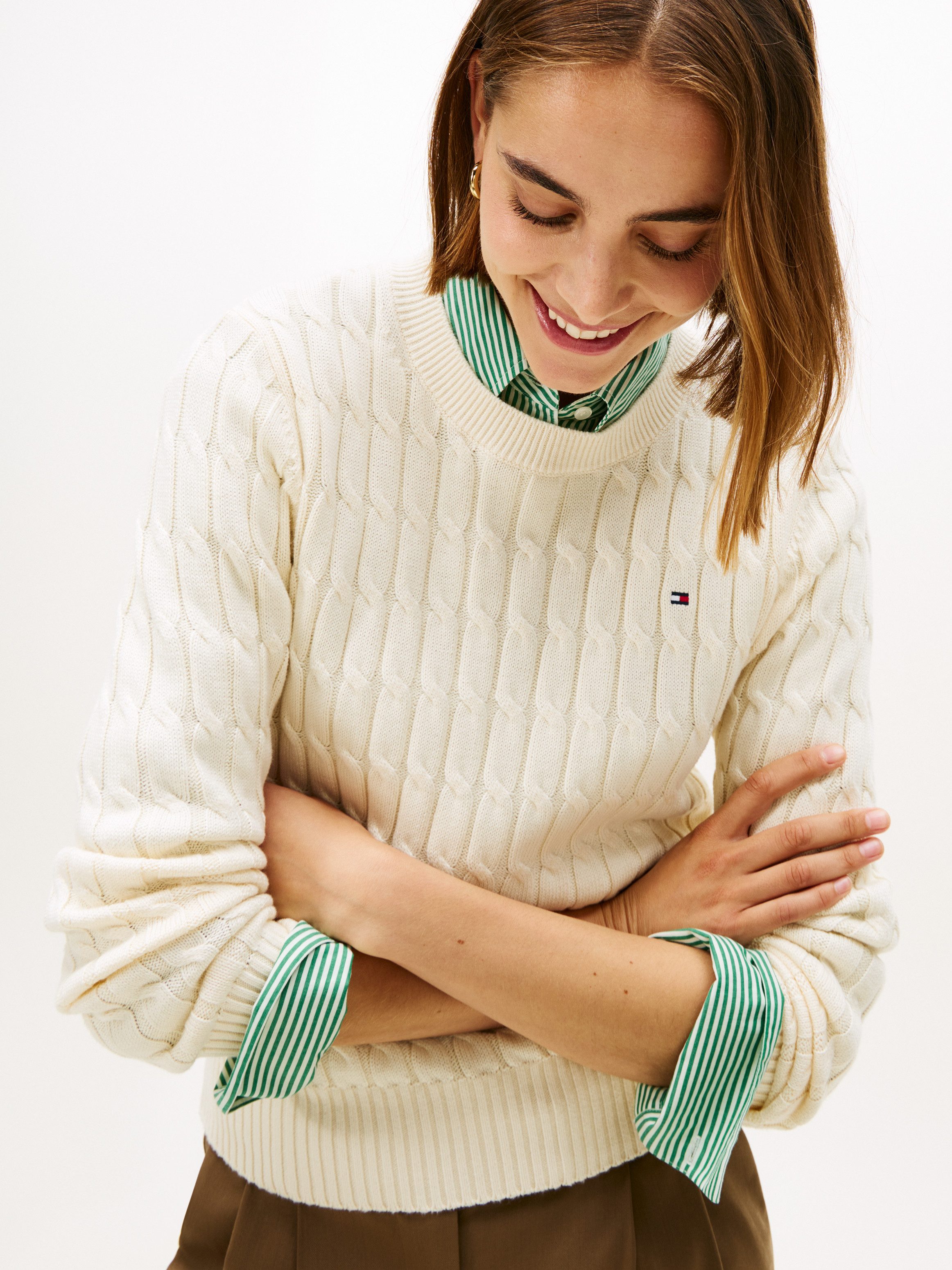 Tommy Hilfiger Rundhalspullover CO CABLE MID günstig online kaufen