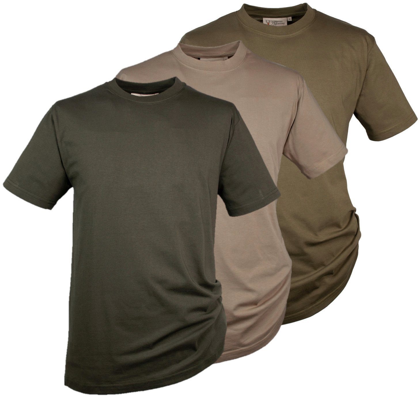 Hubertus® Hunting T-Shirt im Jagdshirts Oefele T-Shirts 3er-Pack schilf/oliv/beige robust Jagd