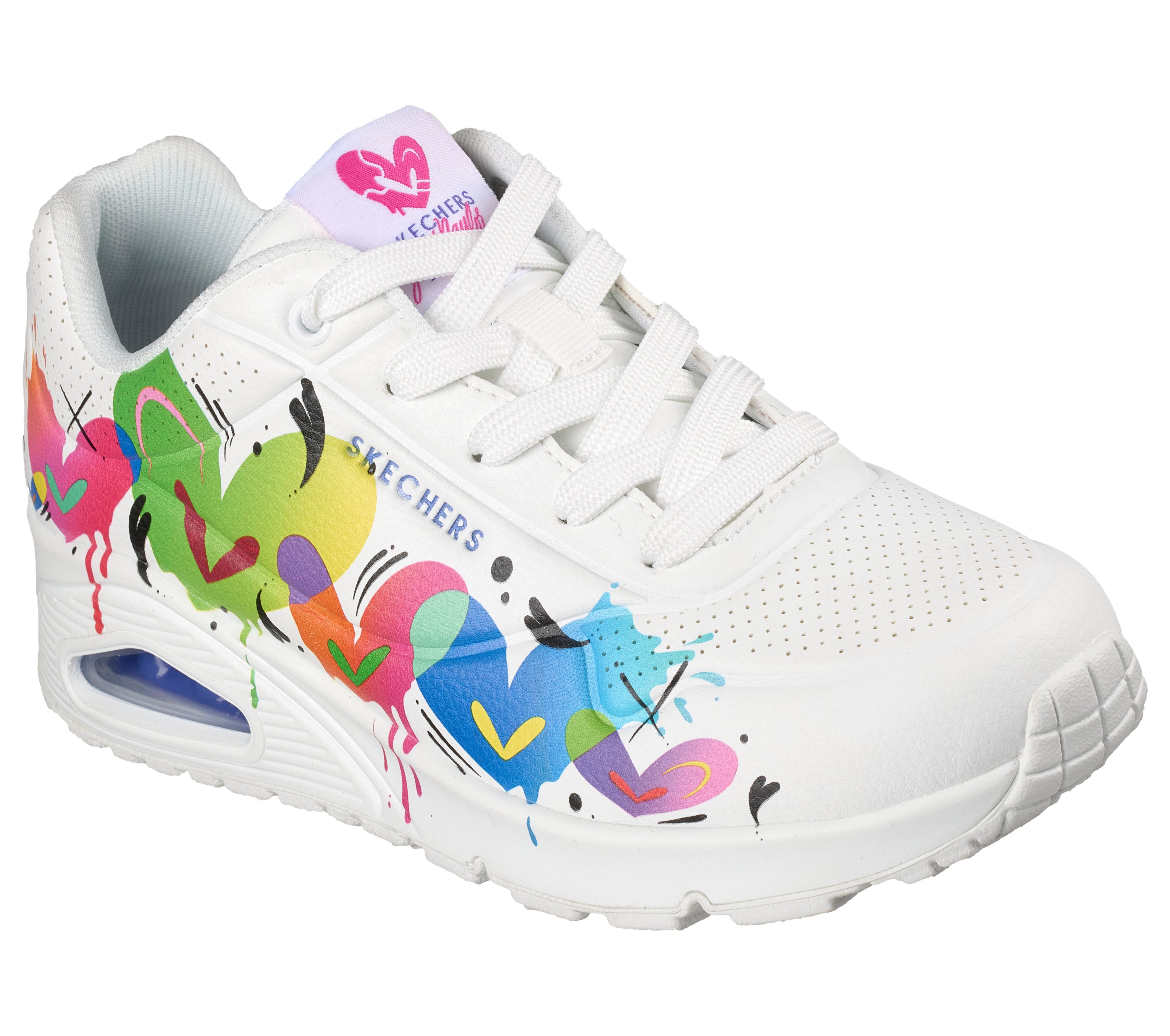 Skechers UNO-JASON NAYLOR Sneaker Halbschuh, Schnürschuh mit buntem Herzchen-Print