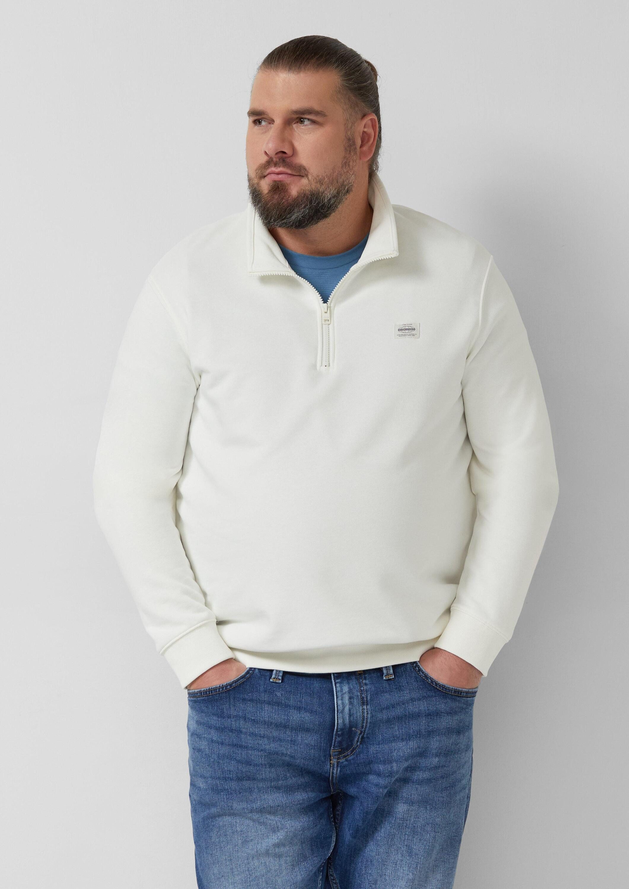 s.Oliver Sweatshirt Sweatshirt Sweatshirt mit Troyer-Kragen und Logo-Patch