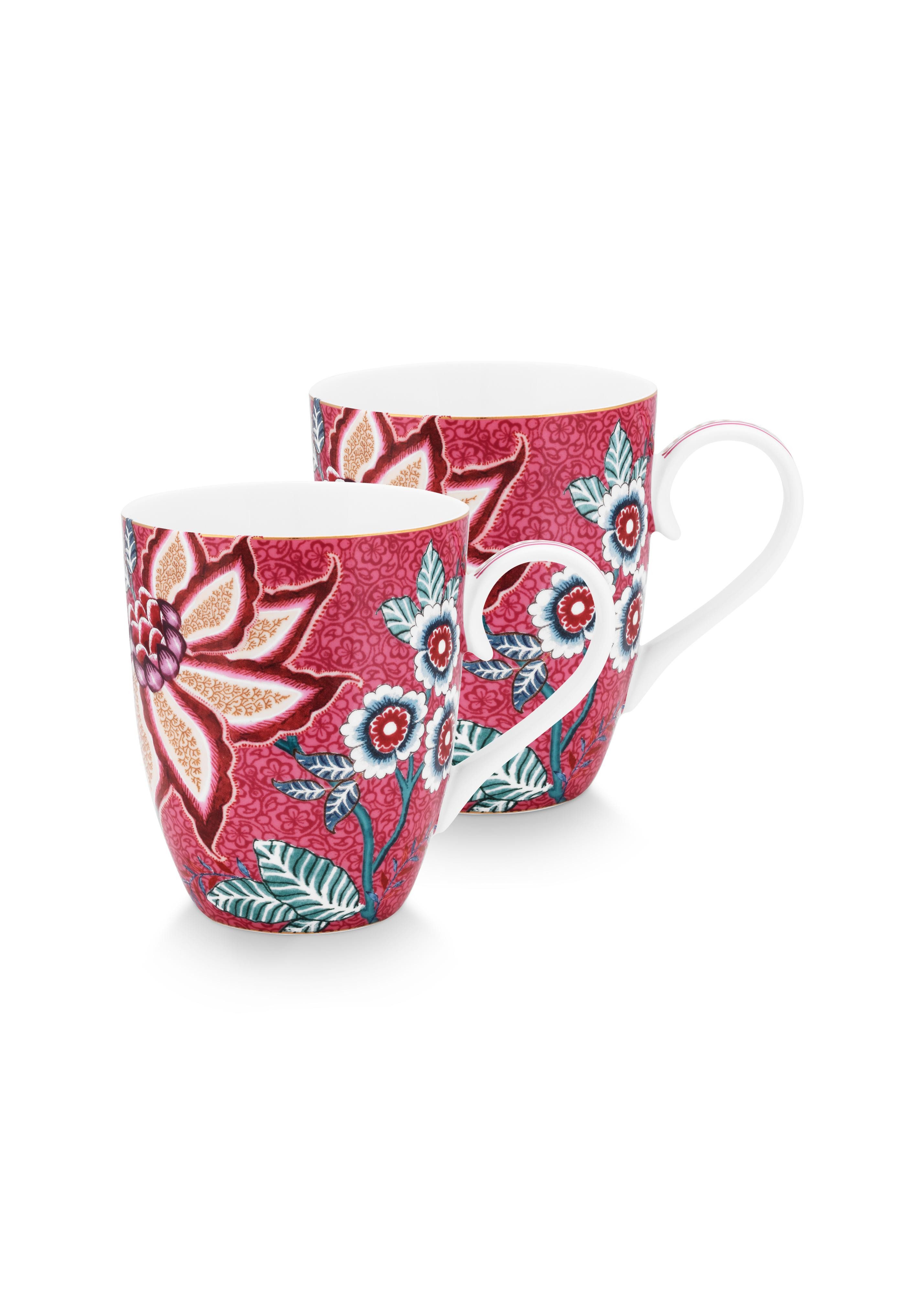 Tasse PiP Studio 2er Set Tassen Flower Festival 350ml Dunkelpink