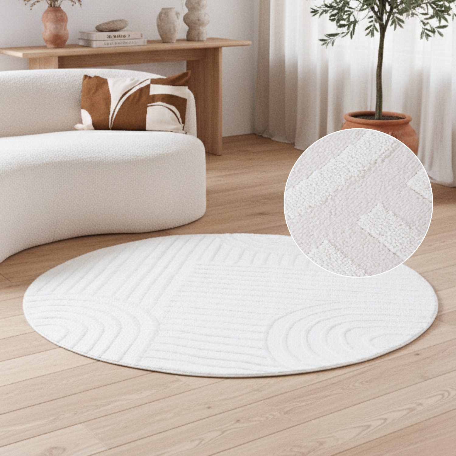 Tapiso Teppich HYGGE, rund, Höhe: 9 mm, Wohnzimmer, Schlafzimmer, pflegelei günstig online kaufen