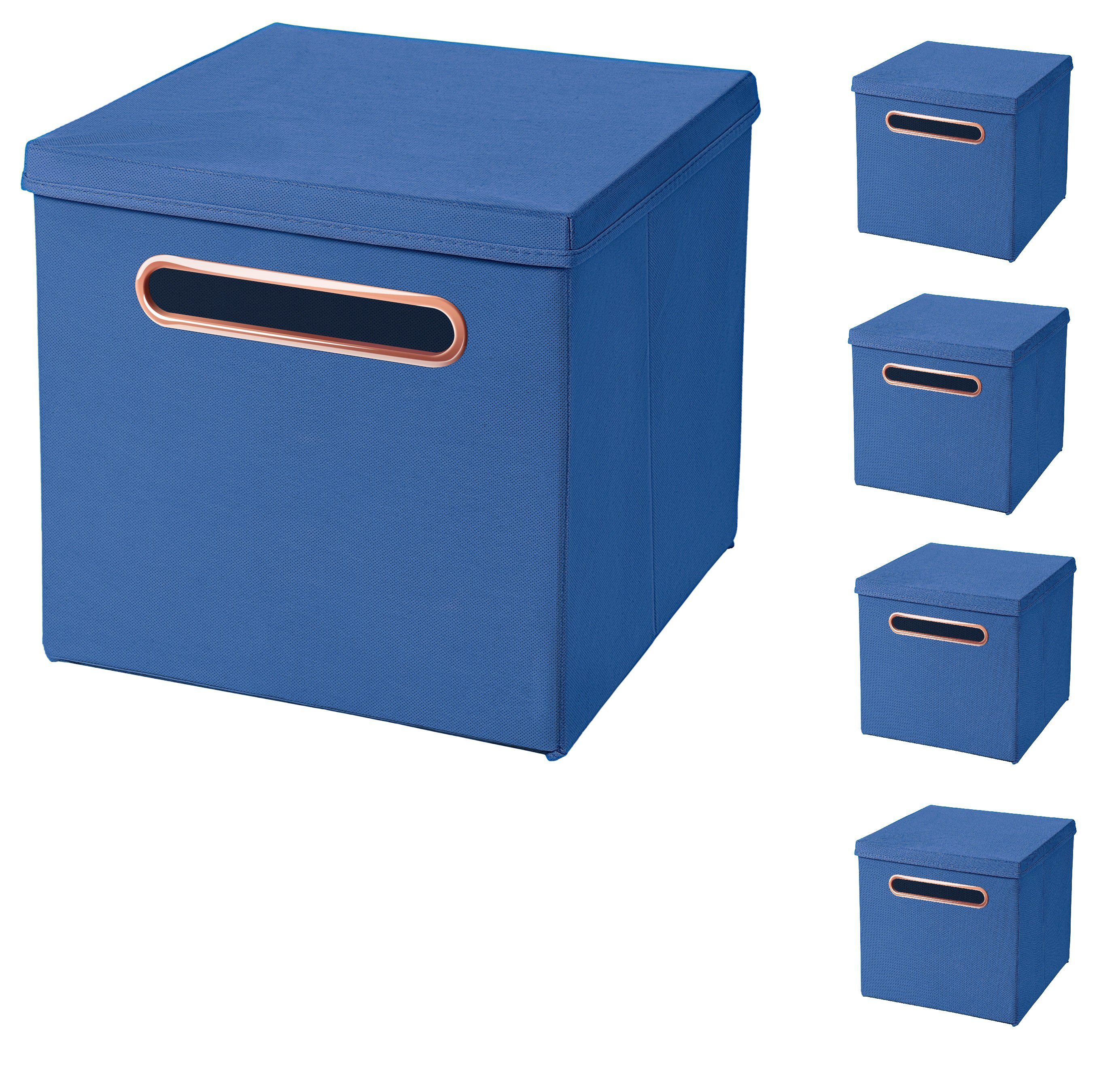 3er Set Rosegold Griff Faltbox 32,5 x 32,5 cm Aufbewahrungsbox Spielzeugkiste 