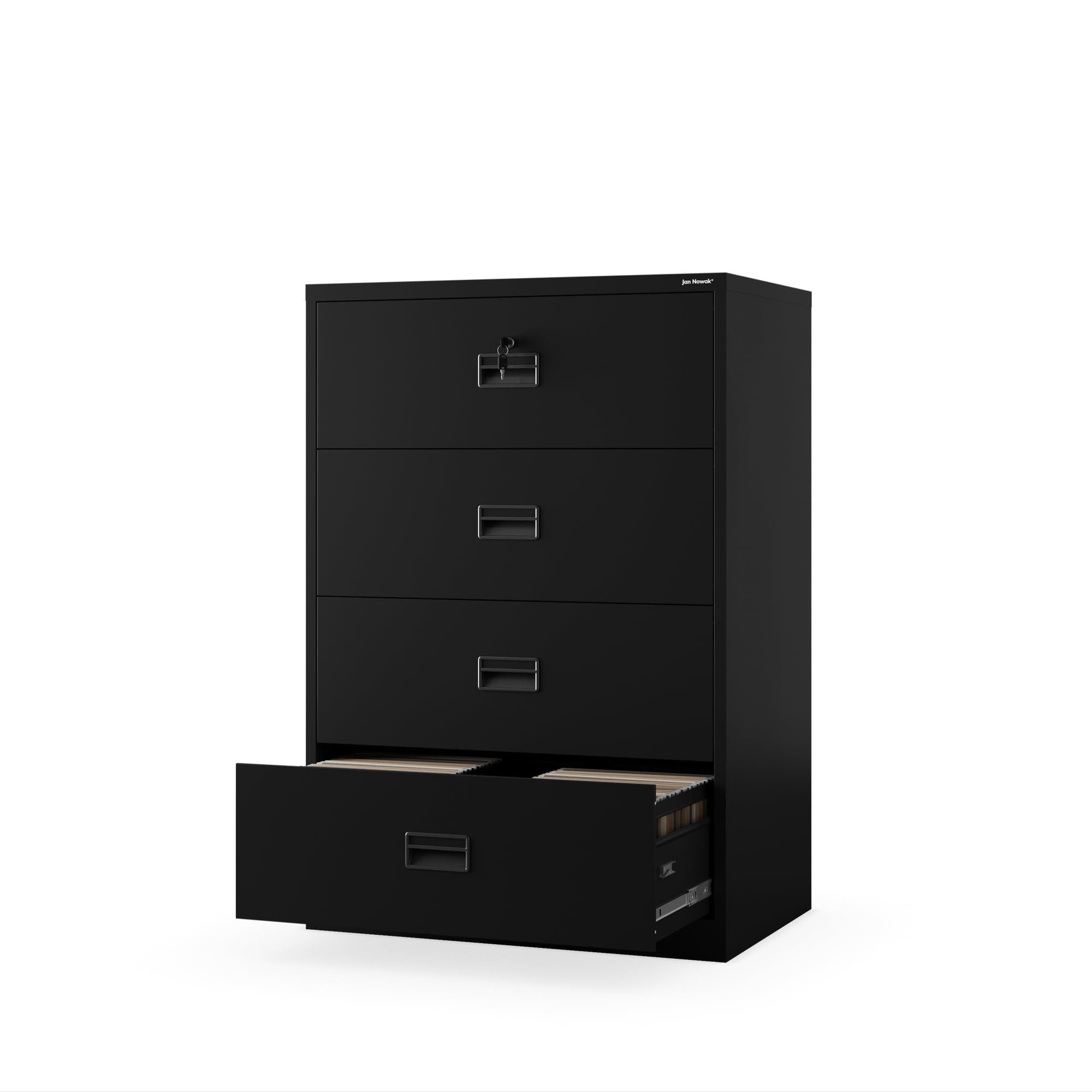 Jan Nowak Aktenschrank Metall Kartotekschrank 4 Schubladen SARA V4 XL 90 cm breit (Büroschrank Archiv Lager platzsparend Schloss 2 Schlüssel, 1-St., 0,6 mm 132 x 90 x 60 cm Kugellagerschienen Wandmontage Anti-Kipp) abschließbar robust langlebig korrosionsbeständig 4 Farben