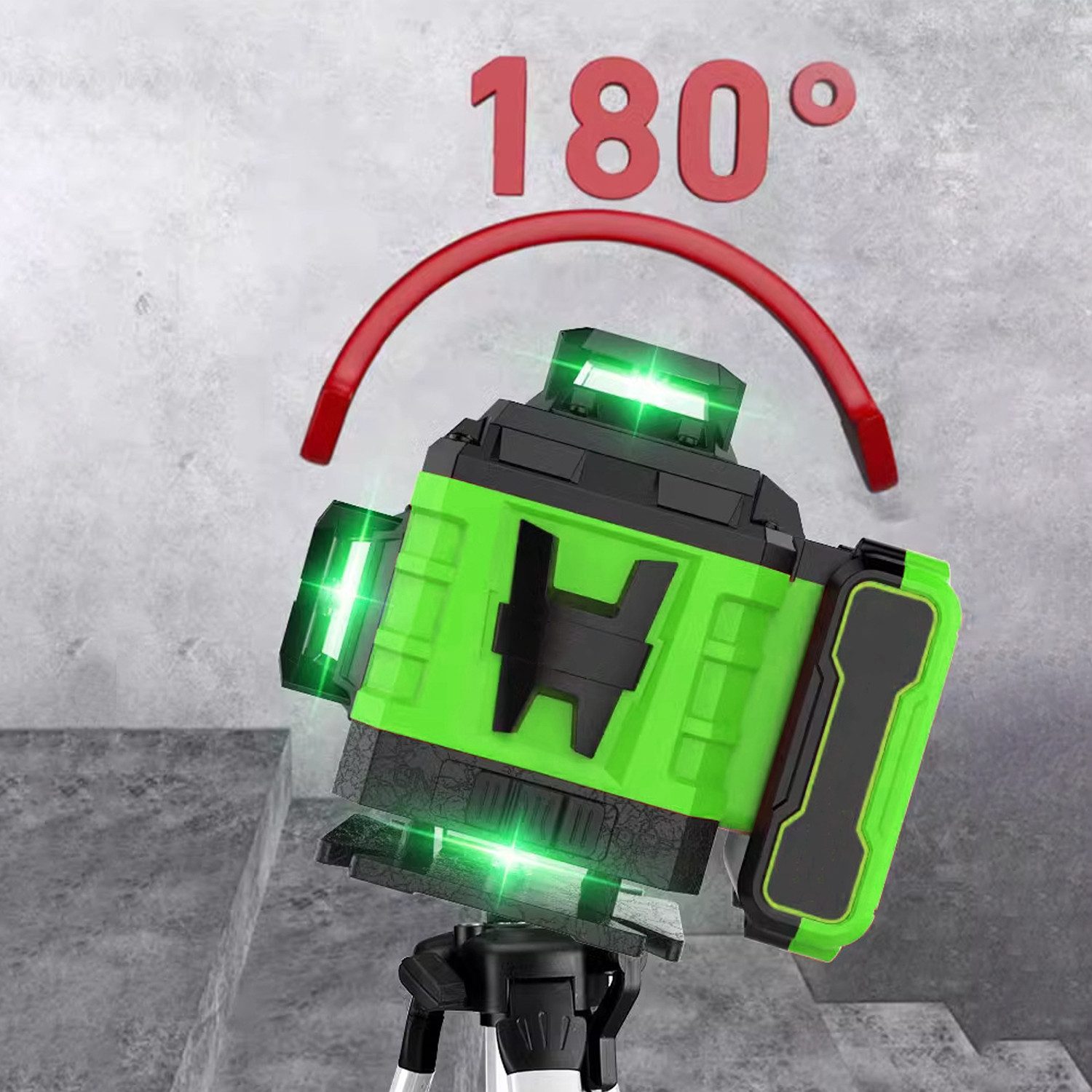 OKWISH Laserwasserwaage Kreuzlinienlaser mit Stativ 4D 16 Linienlaser IP54 Wasser Staubdicht, (4 x 360 °Laser Wasserwaage Selbstnivellierend, 1 St., mit 2x4000mAh Batterien Einstellbare Helligkeit Fernkontrolle), Baulaser Kreuzlaser Grün für Innenbereich Bauste