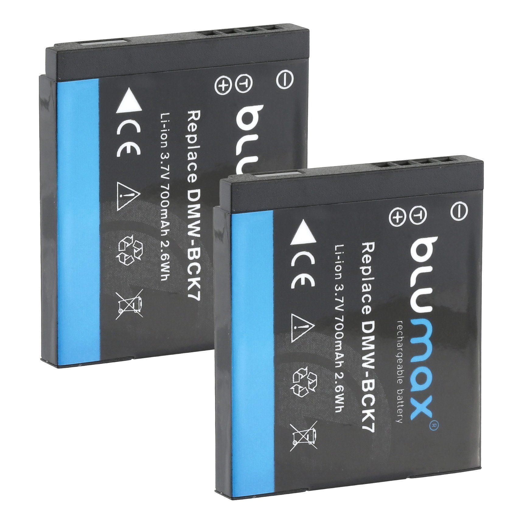 Blumax 2x DMW-BCK7 Lumix DMC-FS16 DMW-BCK7E 700 mAh Kamera-Akku