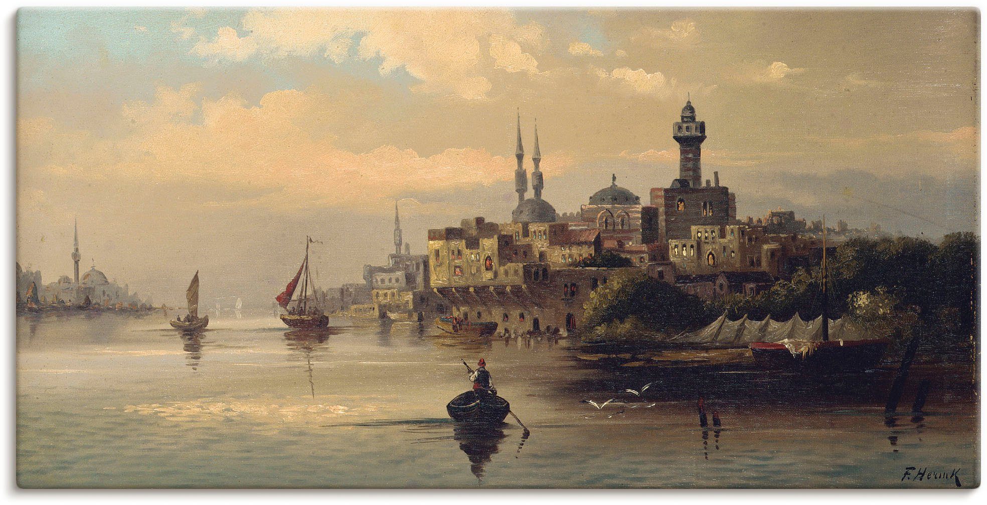 Artland Wandbild Kauffahrtsschiffe auf Bosporus, Istanbul, Gewässer (1 St), als Leinwandbild, Poster in verschied. Größen