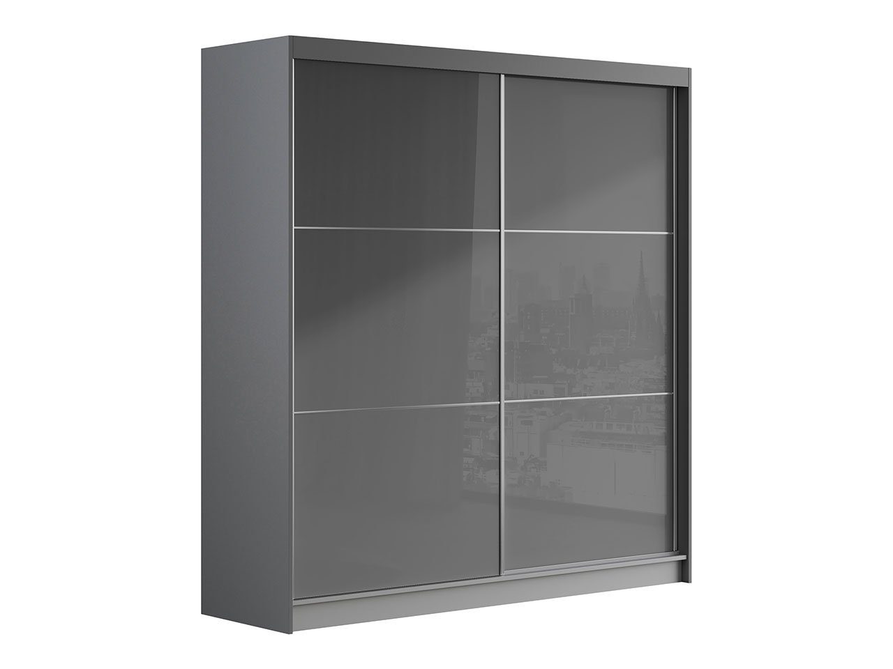 MKS MÖBEL Kleiderschrank Schränke VALENCIA Lacobel-Glas, mit Grau Modern, cm Garderobe 200