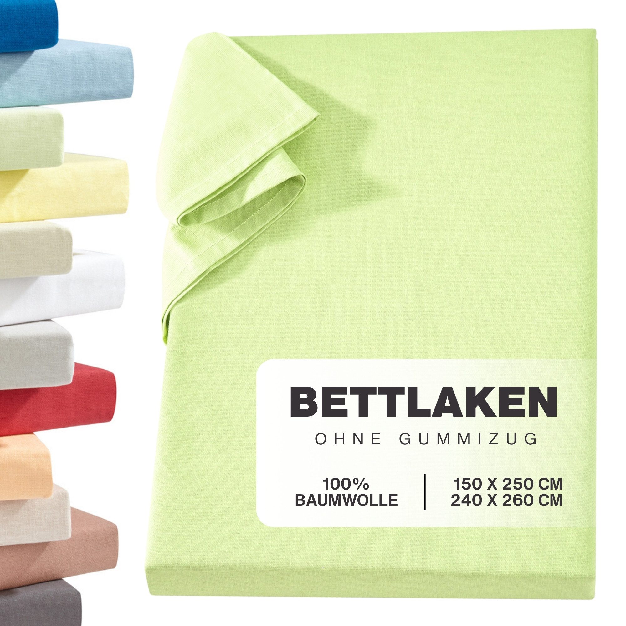 Carpe Sonno Betttuch Linon Haustuch Bettlaken ohne Gummizug Baumwolle Leintuch Laken Decke, Baumwolle, Gummizug: ohne, (1 Stück), Überwurf Bett Sofa Sessel Couch leichte Sommer Bettdecke 150x250