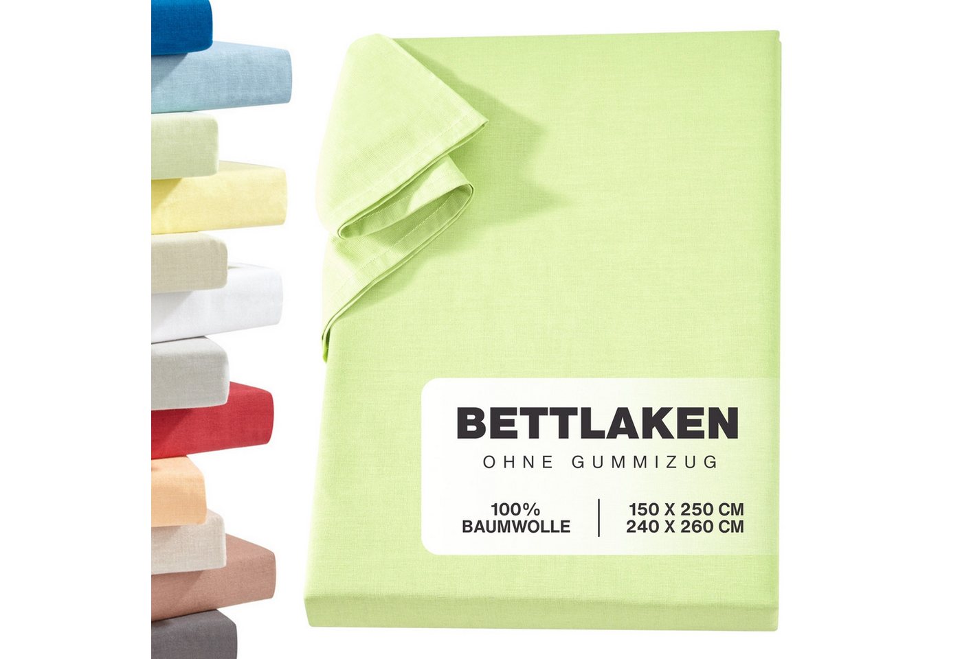 Carpe Sonno Betttuch Linon Haustuch Bettlaken ohne Gummizug Baumwolle Leintuch Laken Decke, Baumwolle, Gummizug: ohne, (1 Stück), Überwurf Bett Sofa Sessel Couch leichte Sommer Bettdecke 150x250