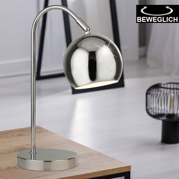 etc-shop LED Tischleuchte, Leuchtmittel inklusive, Warmweiß, Farbwechsel, Bogen Tisch Lampe FERNBEDIENUNG Chrom Retro Lese Leuchte