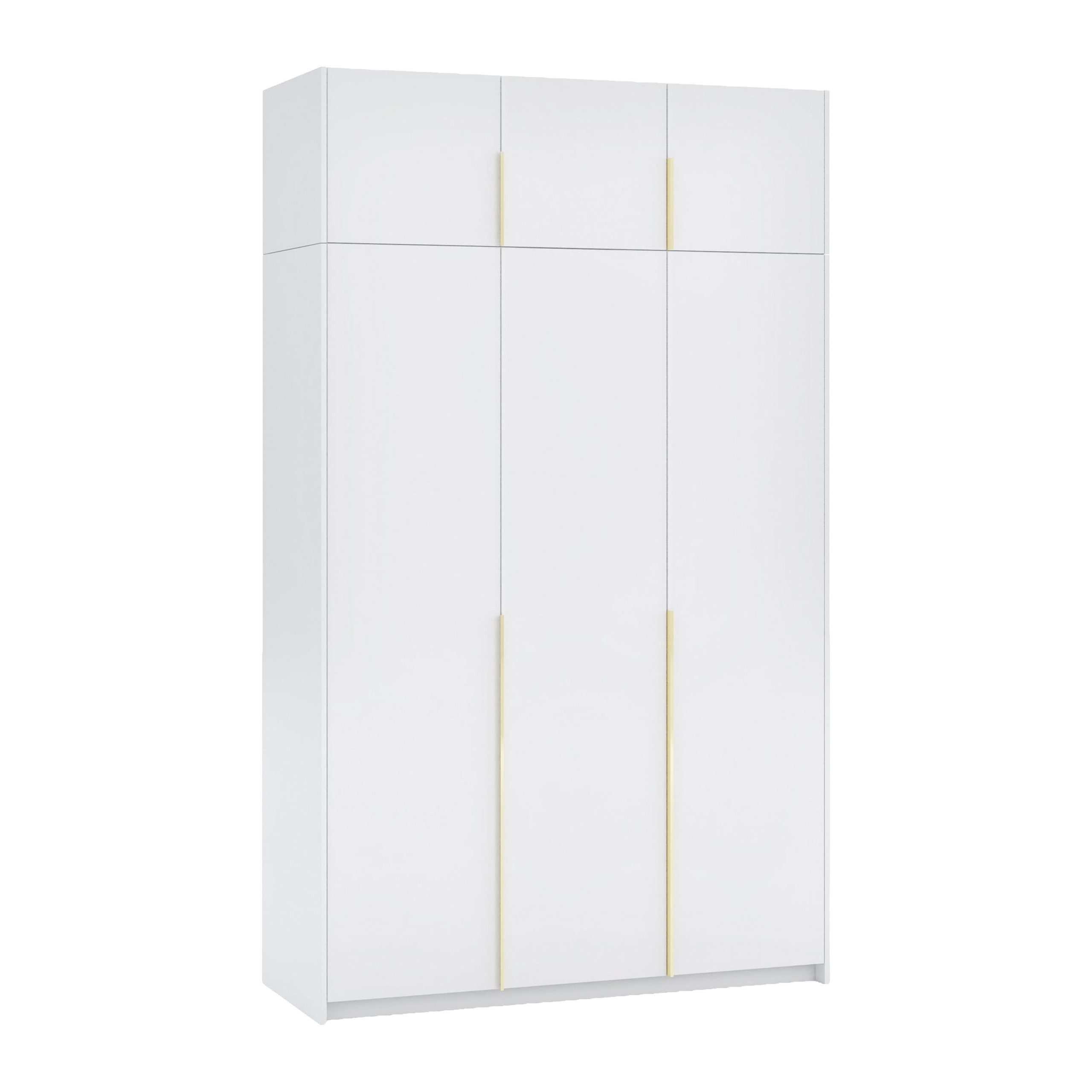 Masseno Drehtürenschrank AMARA 148 cm Kleiderschrank 3 Türen Schlafzimmerschrank Weiß