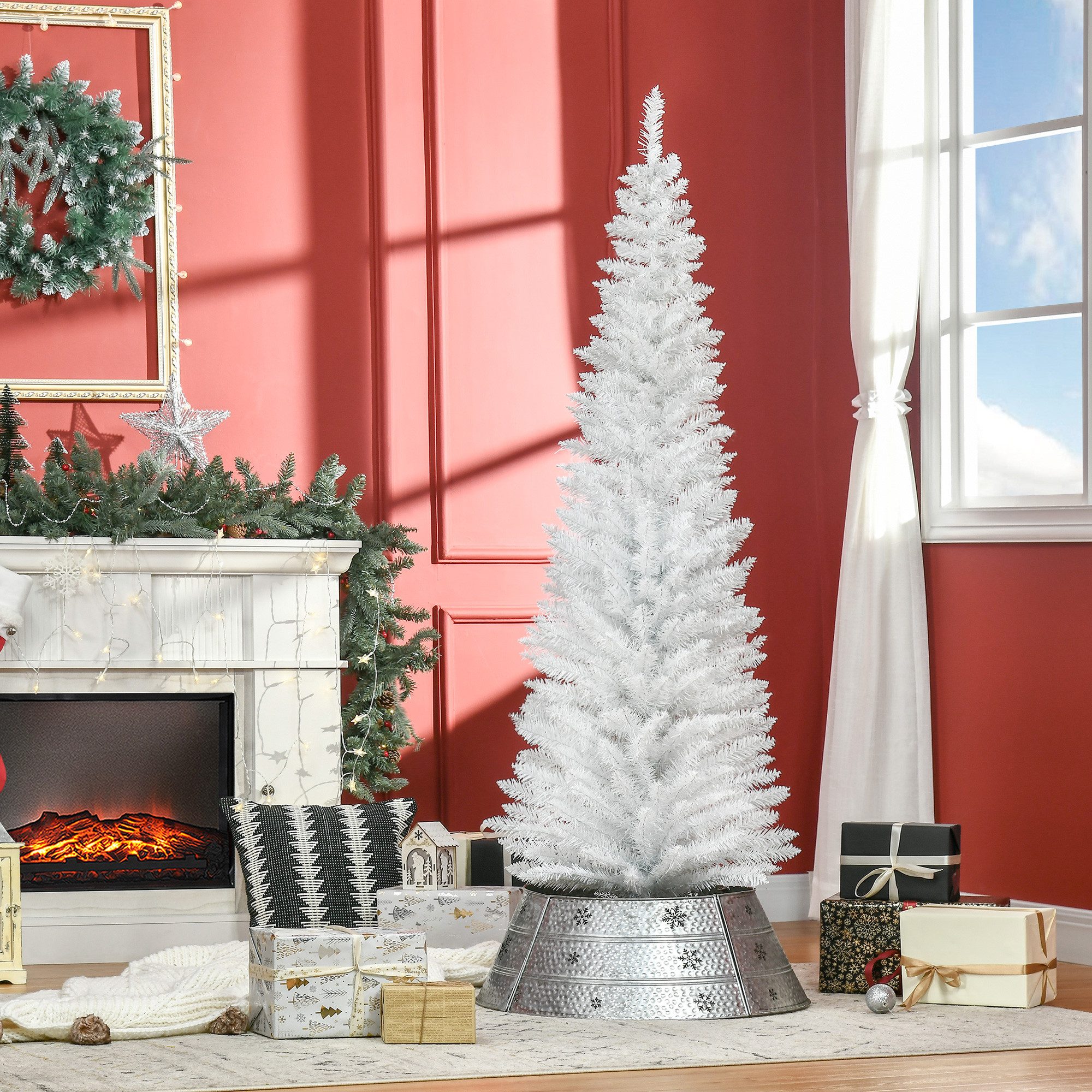 HOMCOM Künstlicher Weihnachtsbaum Tannenbaum künstlich mit 631 Spitzen Christbaum, 55 x 180 cm (BxH)