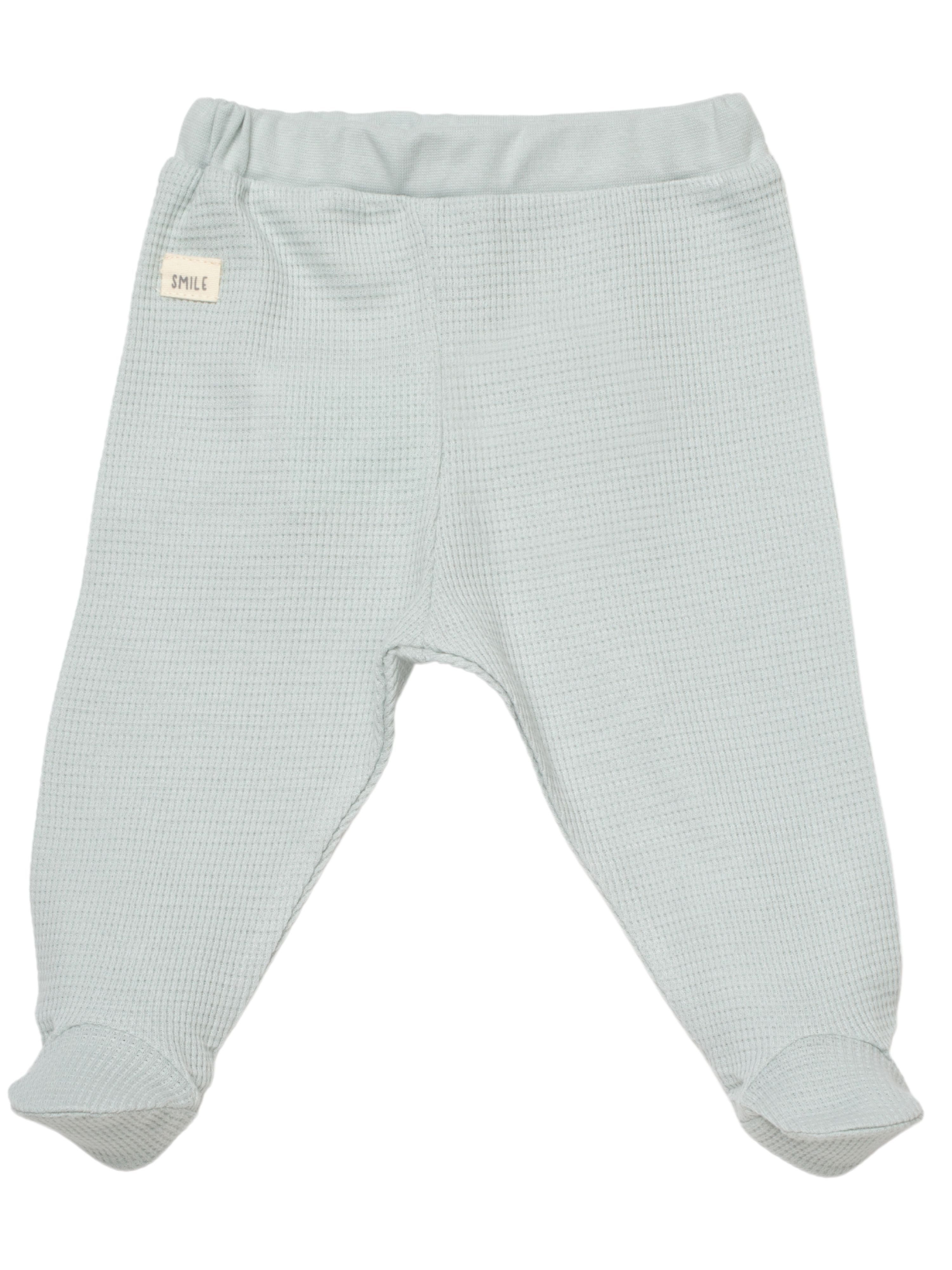 biorganic Funktionshose Baby Waffle Smile für Jungen und Mädchen Unisex Hose mit Fuß (1-tlg) Waffelmuster, Bio-Baumwolle, Größe 56- 74