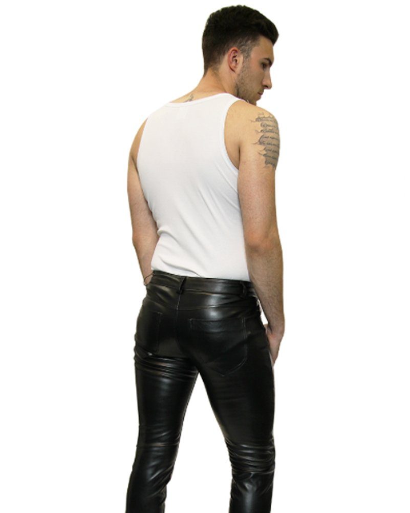 BOCKLE Lederhose Bockle® Herren Kunstlederhose Sxinny Lederjeans Schwarze Leder Hose